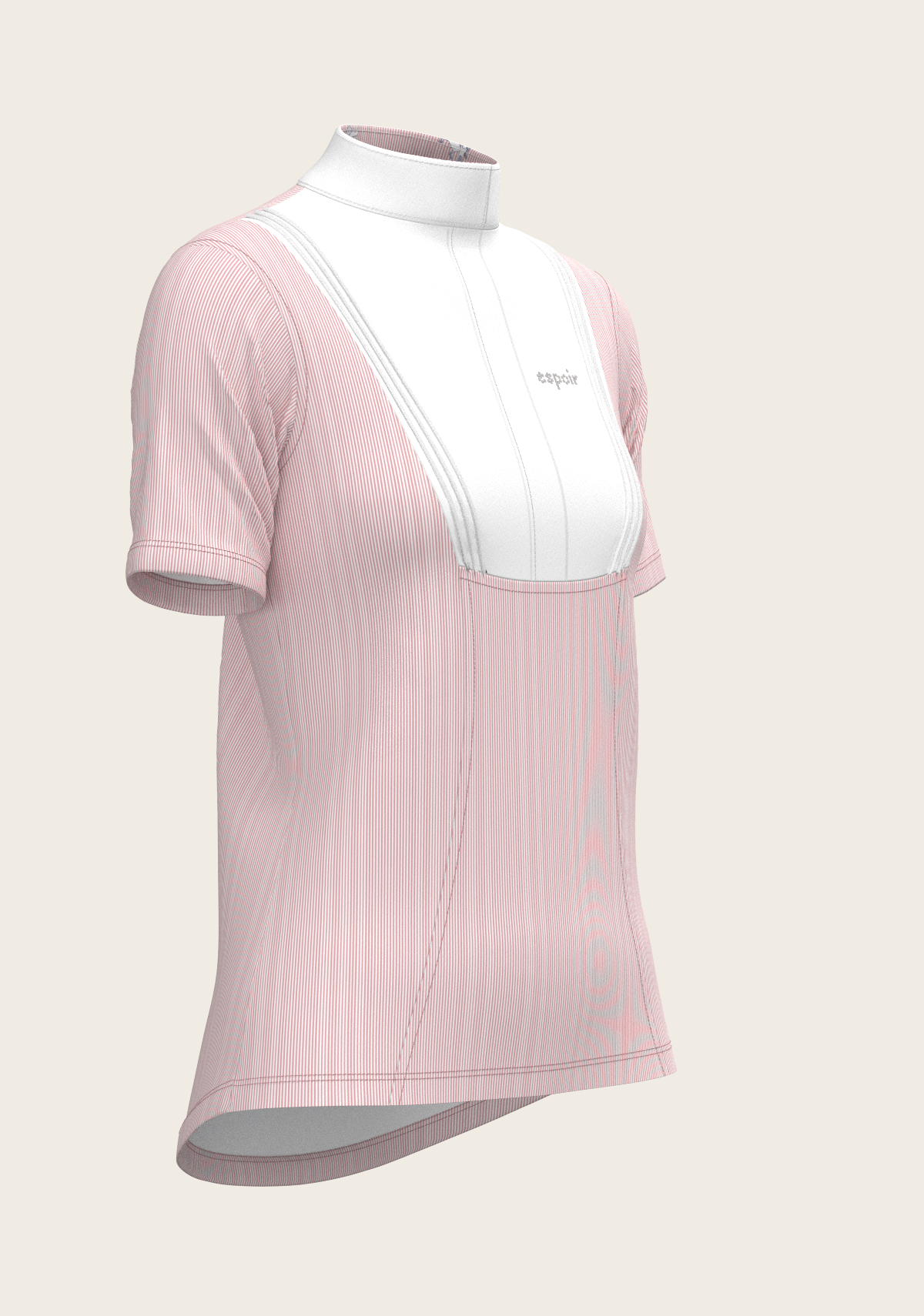 Espoir - Stripes in Rose Short Pleated Short Sleeve Show Shirt