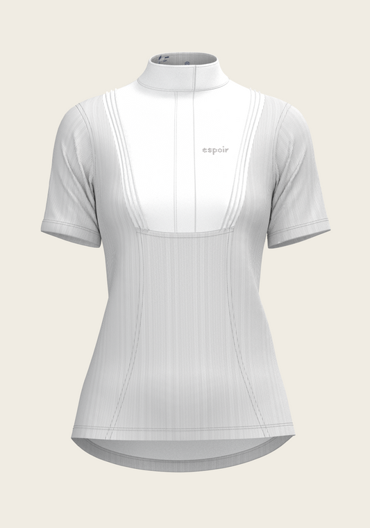  Espoir - Stripes in Grey Short Pleated Short Sleeve Show Shirt