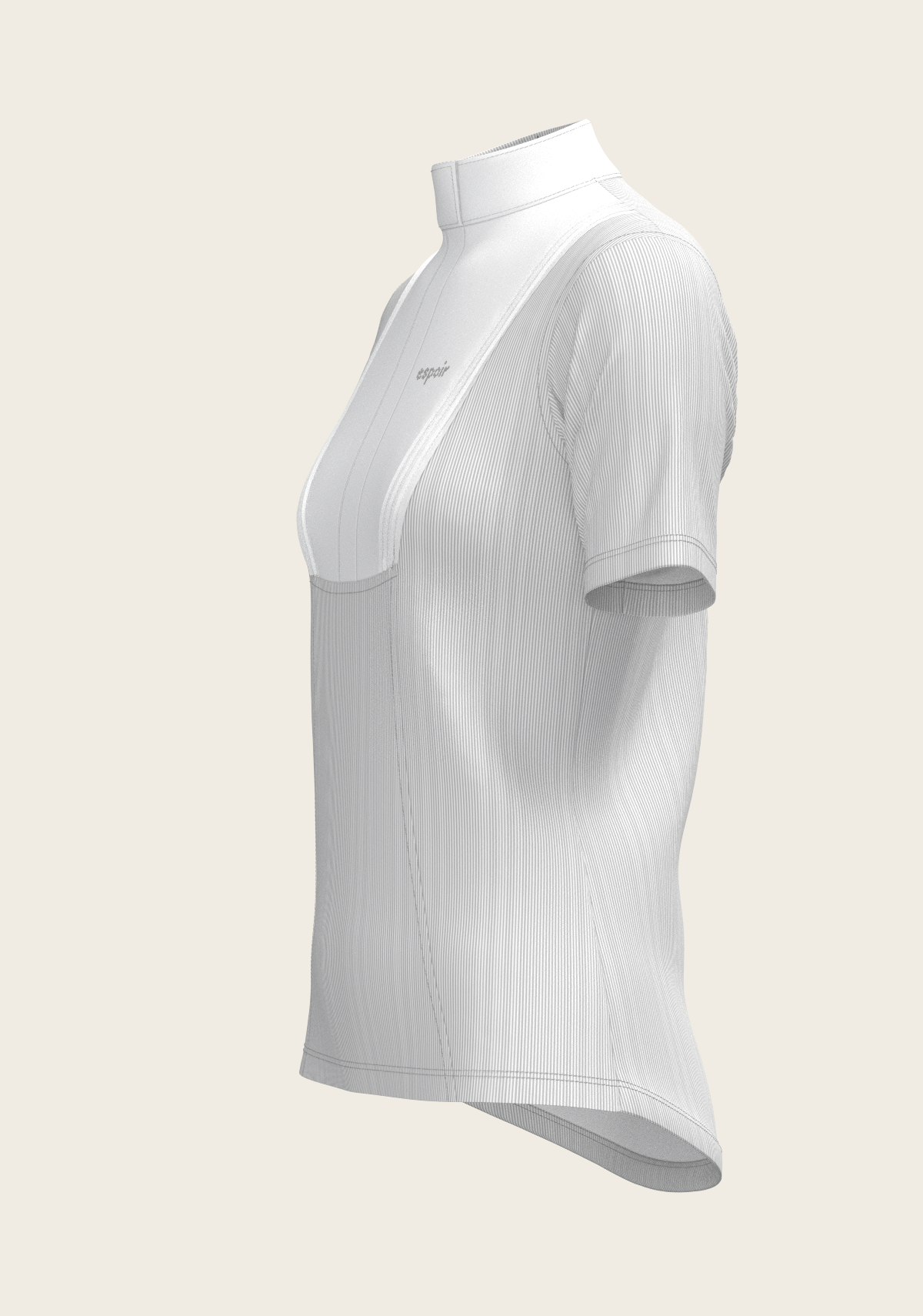 Espoir - Stripes in Grey Short Pleated Short Sleeve Show Shirt