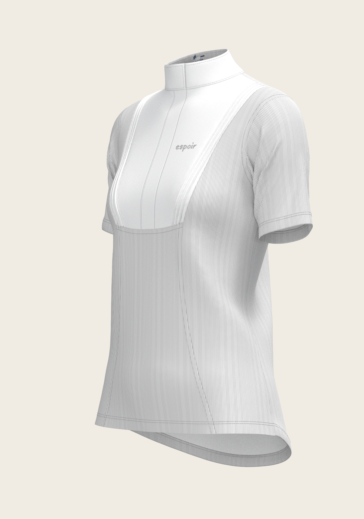  Espoir - Stripes in Grey Short Pleated Short Sleeve Show Shirt
