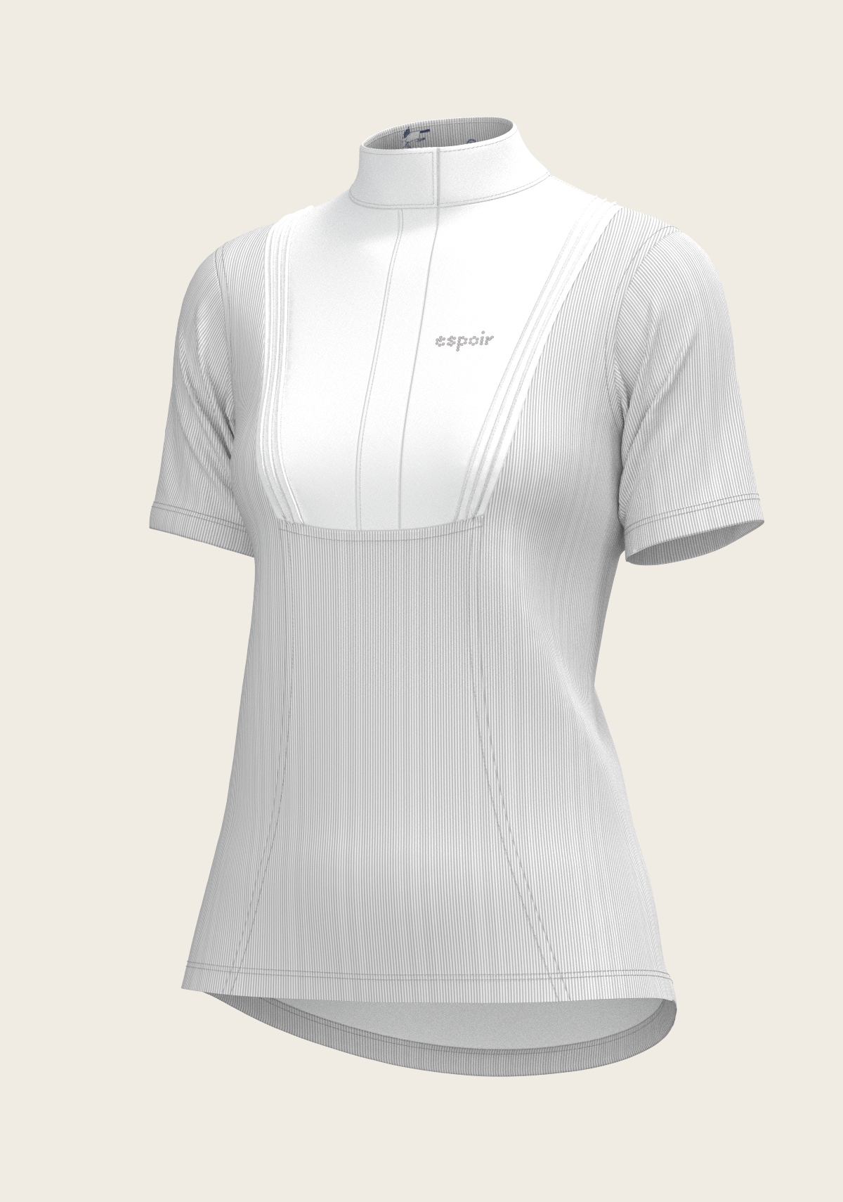  Espoir - Stripes in Grey Short Pleated Short Sleeve Show Shirt
