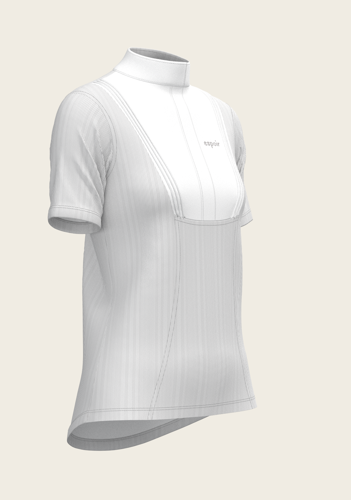  Espoir - Stripes in Grey Short Pleated Short Sleeve Show Shirt