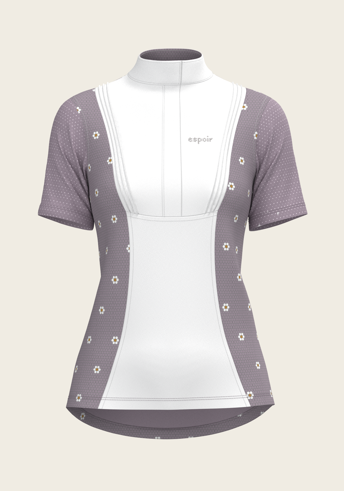 Espoir - Mosaic Daises in Lavender Short Pleated Short Sleeve Show Shirt