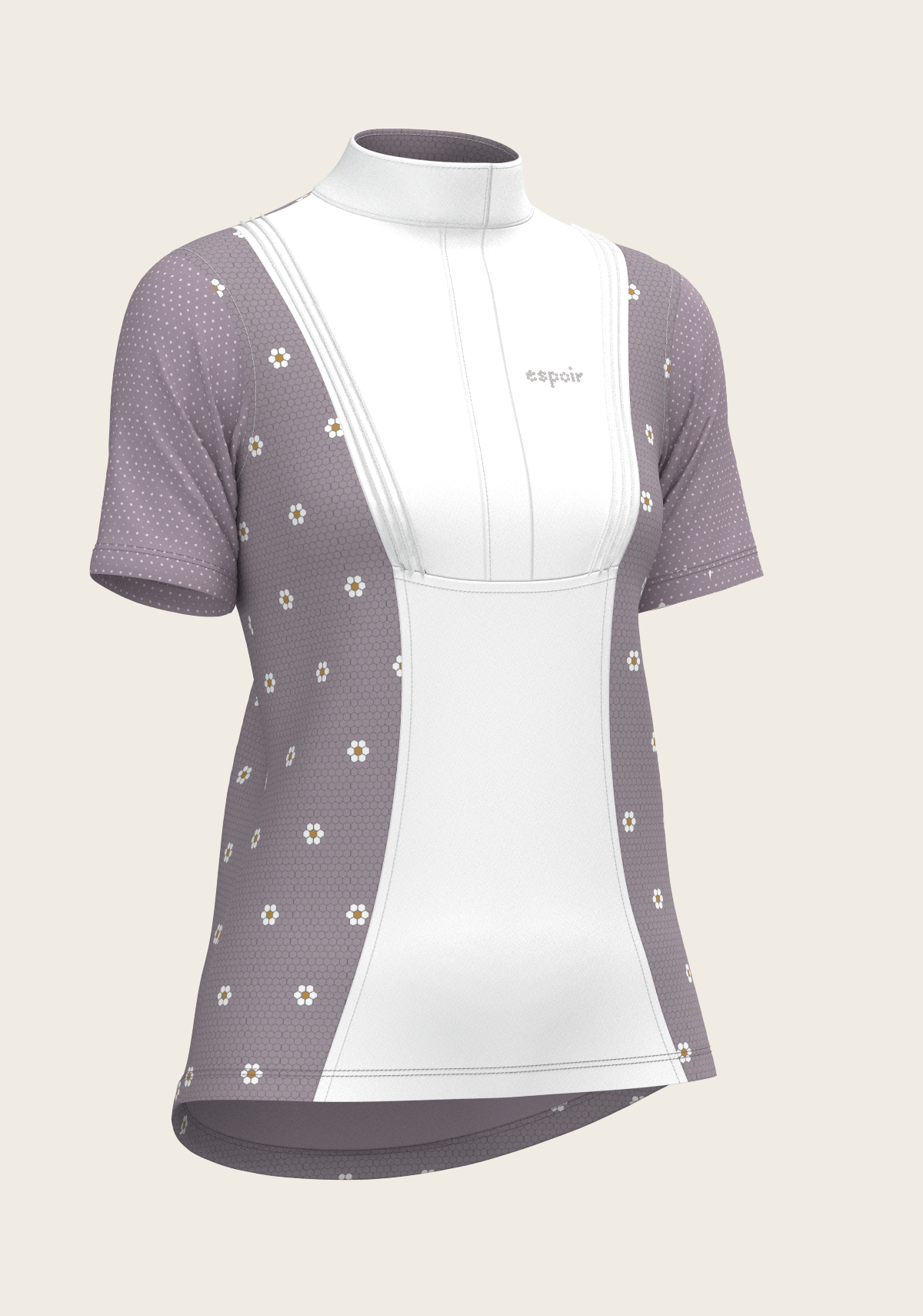 Espoir - Mosaic Daises in Lavender Short Pleated Short Sleeve Show Shirt