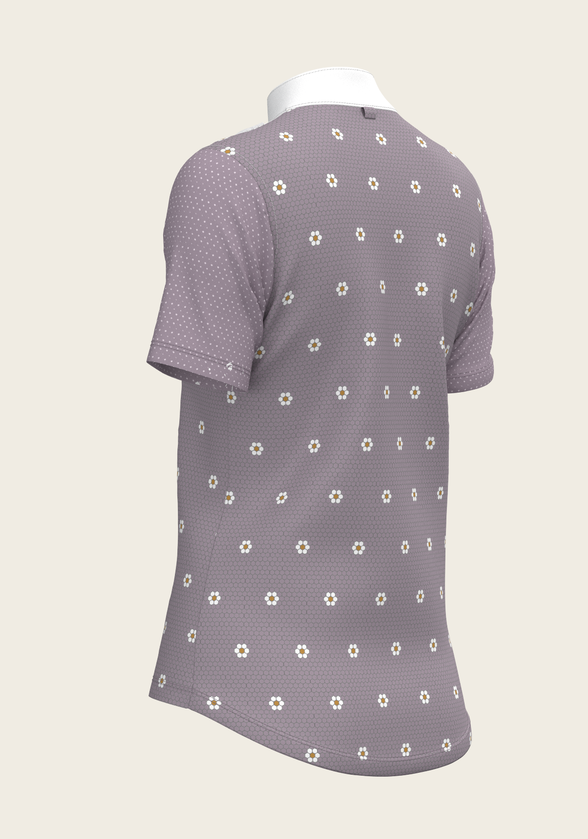 Espoir - Mosaic Daises in Lavender Short Pleated Short Sleeve Show Shirt