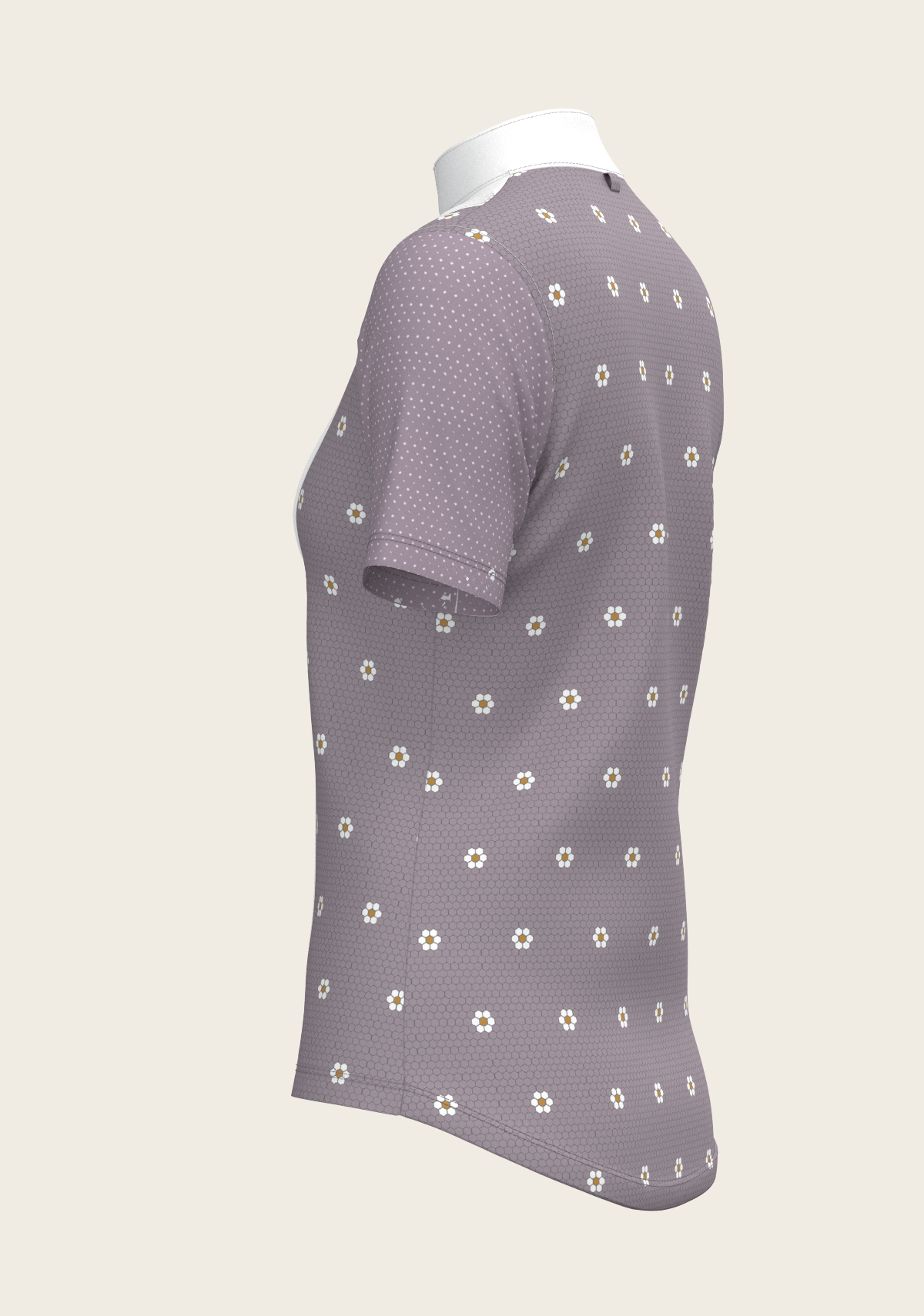 Espoir - Mosaic Daises in Lavender Short Pleated Short Sleeve Show Shirt