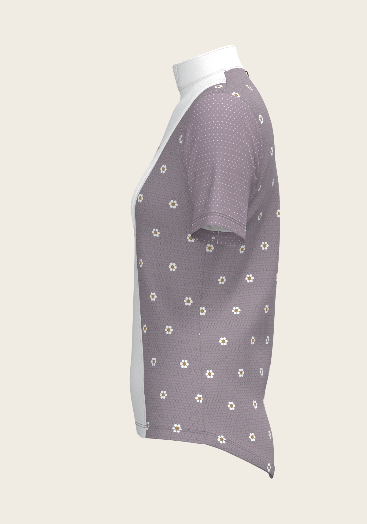 Espoir - Mosaic Daises in Lavender Short Pleated Short Sleeve Show Shirt