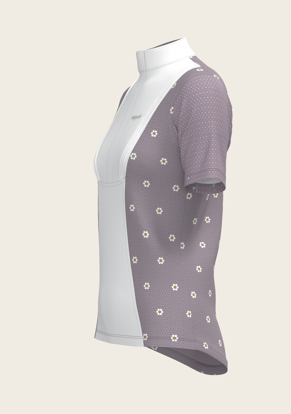 Espoir - Mosaic Daises in Lavender Short Pleated Short Sleeve Show Shirt