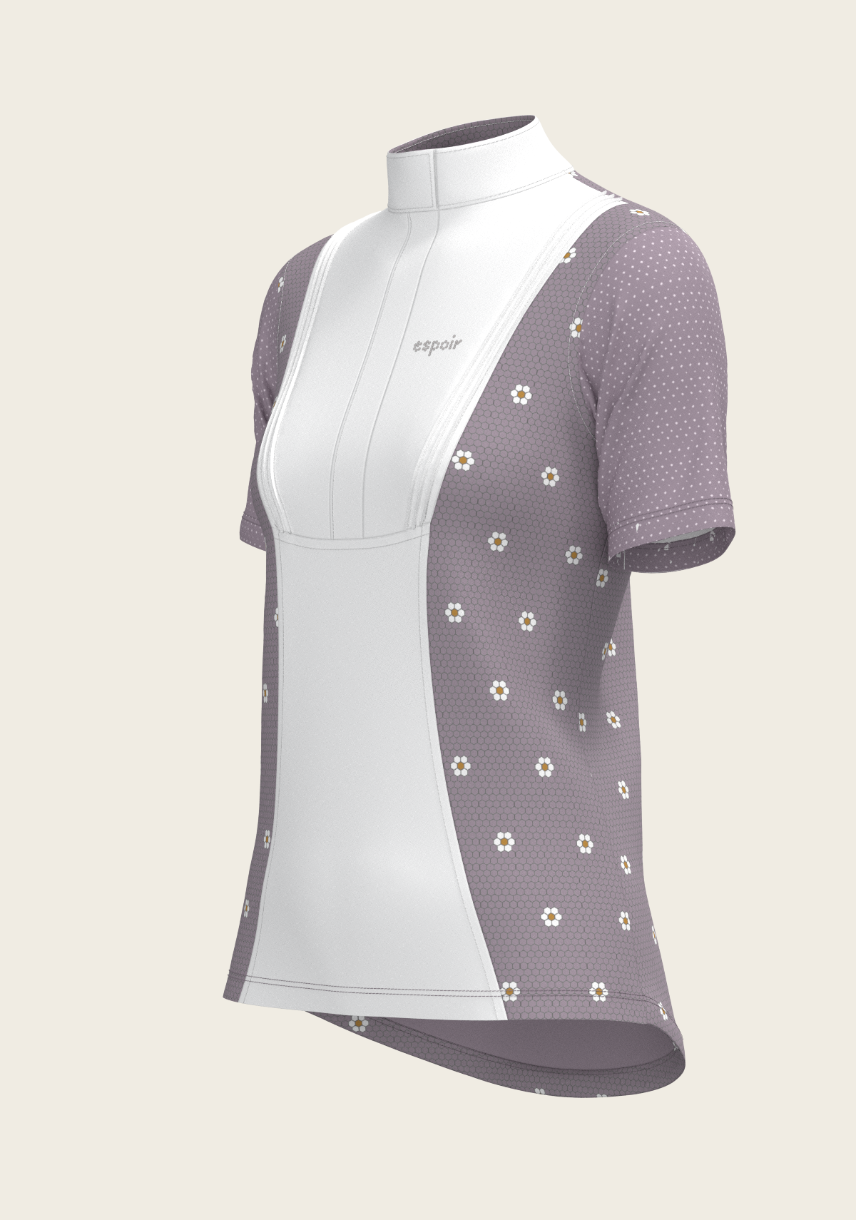 Espoir - Mosaic Daises in Lavender Short Pleated Short Sleeve Show Shirt
