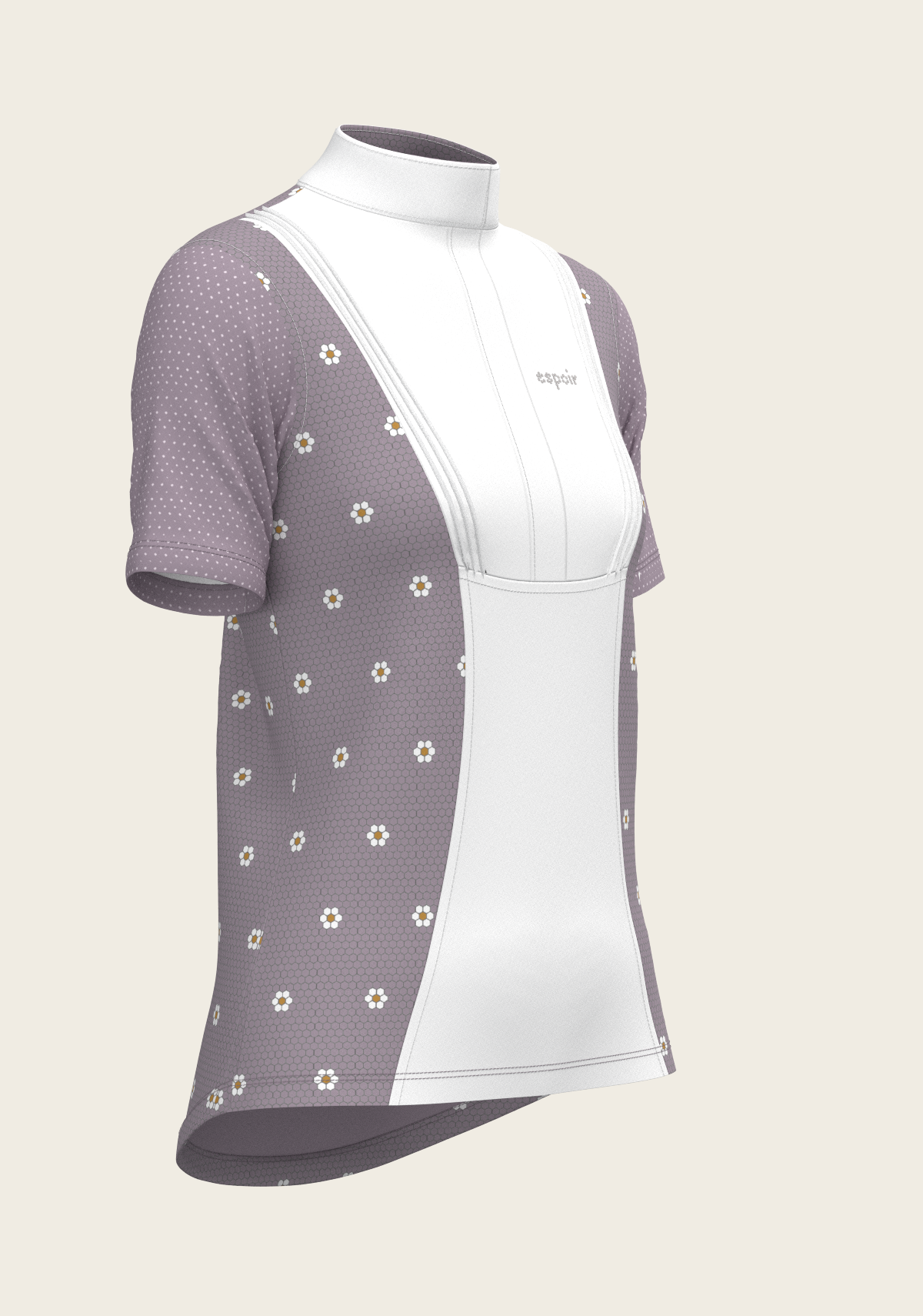 Espoir - Mosaic Daises in Lavender Short Pleated Short Sleeve Show Shirt