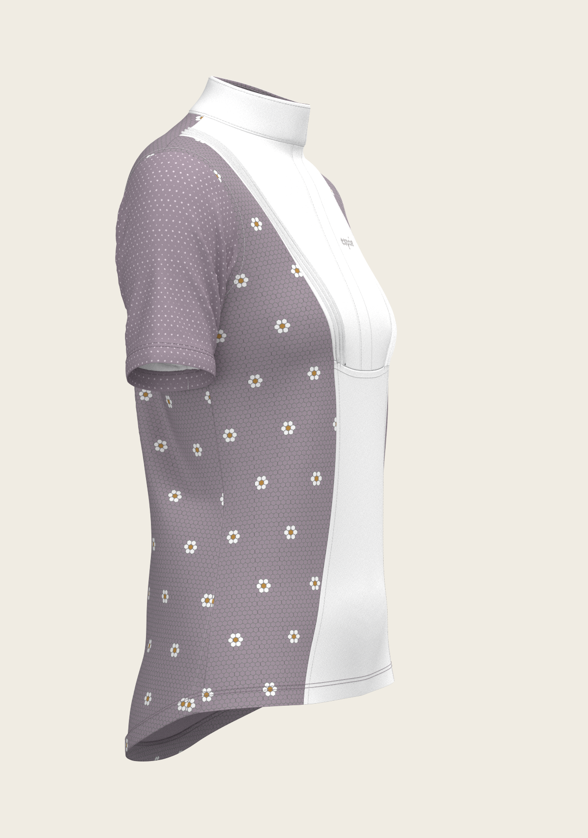 Espoir - Mosaic Daises in Lavender Short Pleated Short Sleeve Show Shirt