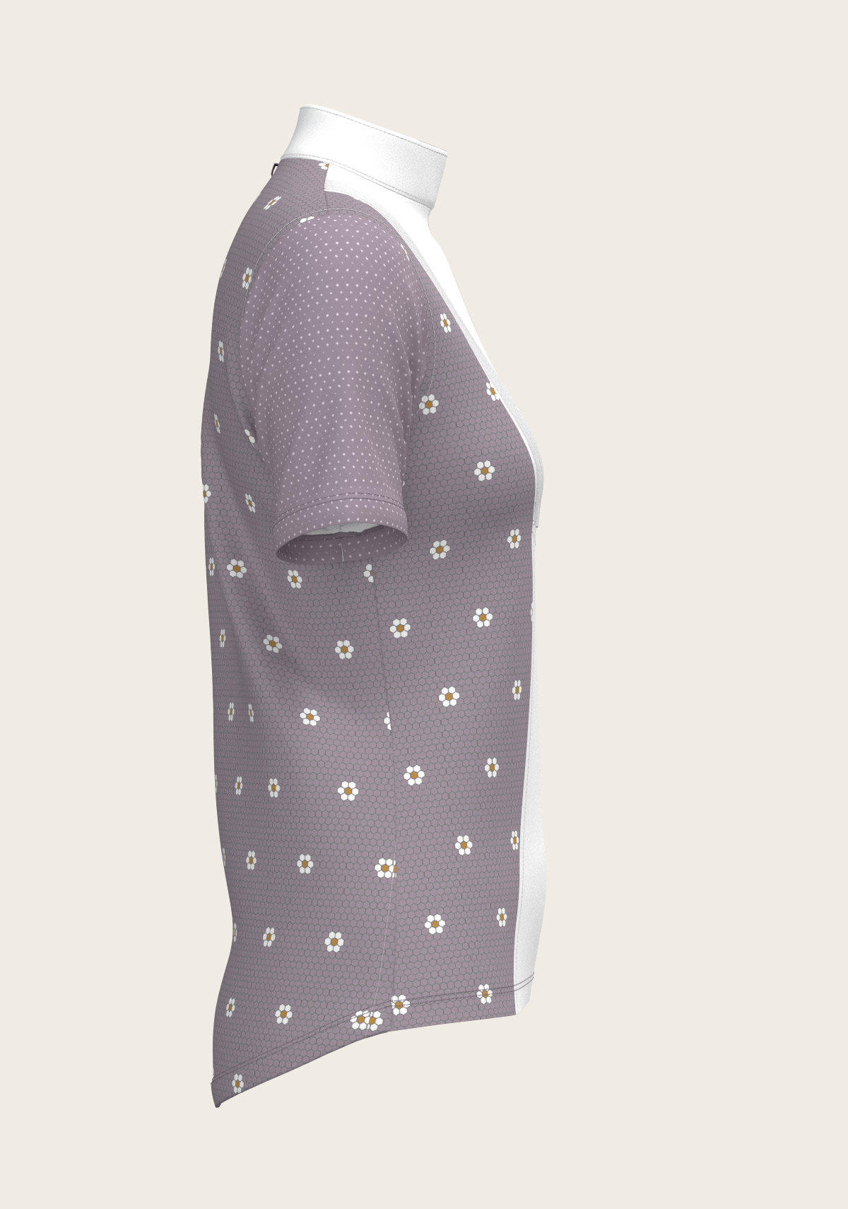 Espoir - Mosaic Daises in Lavender Short Pleated Short Sleeve Show Shirt