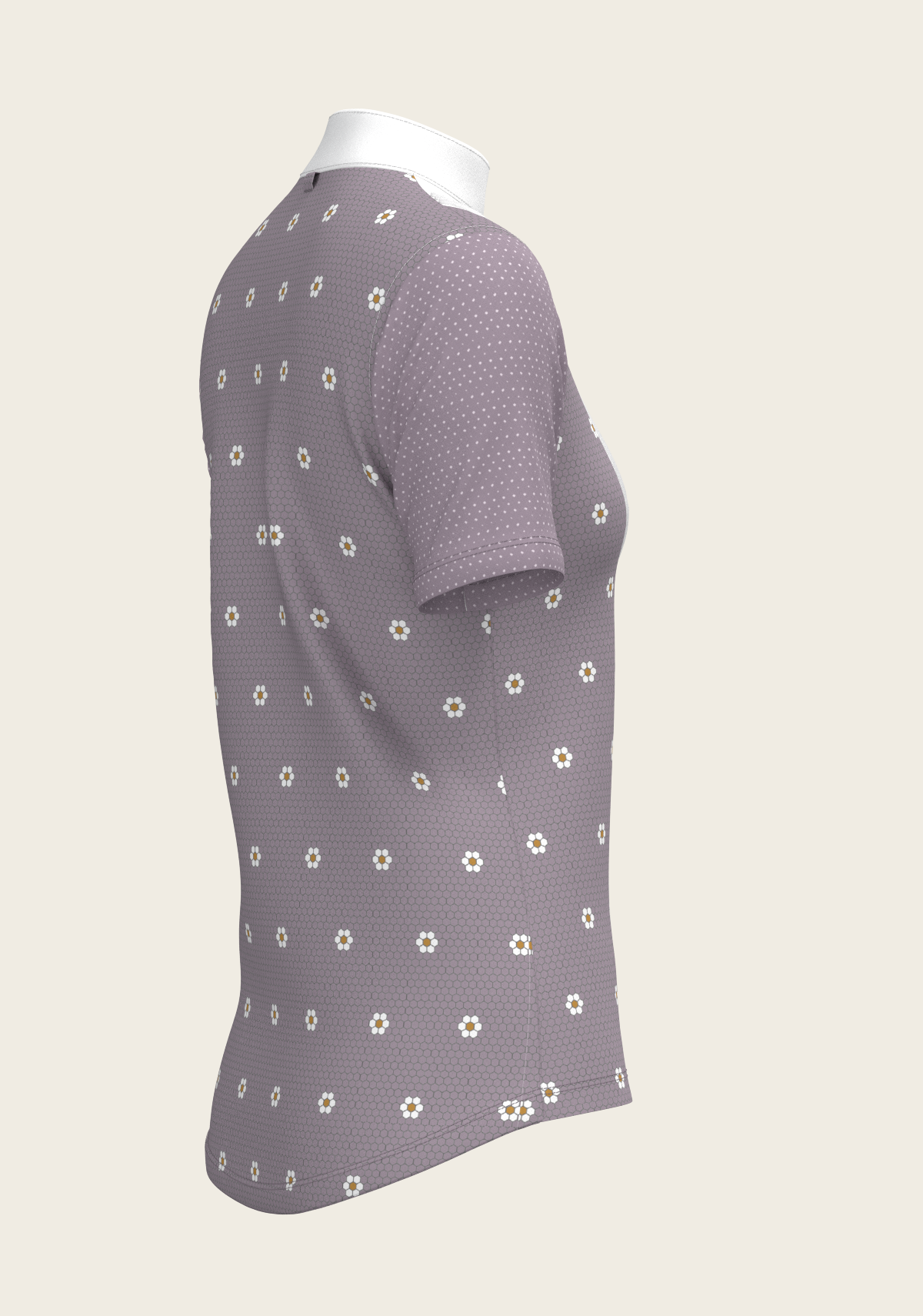 Espoir - Mosaic Daises in Lavender Short Pleated Short Sleeve Show Shirt