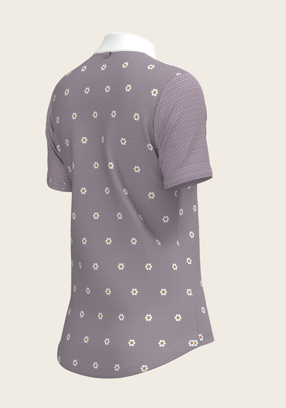 Espoir - Mosaic Daises in Lavender Short Pleated Short Sleeve Show Shirt