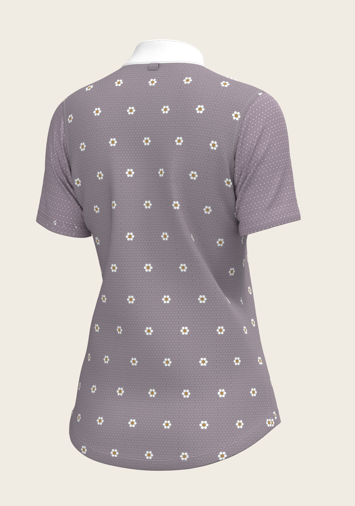 Espoir - Mosaic Daises in Lavender Short Pleated Short Sleeve Show Shirt