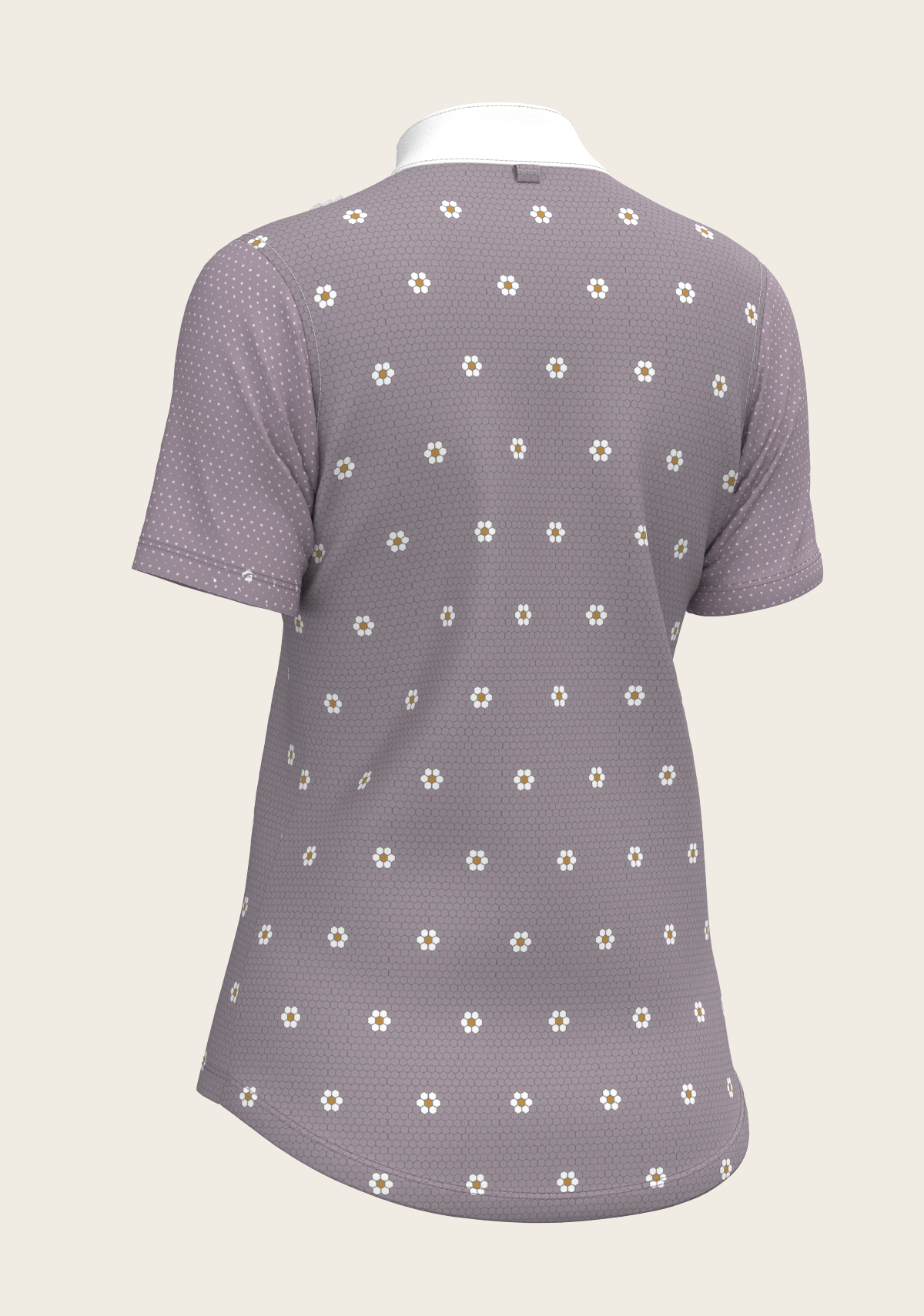 Espoir - Mosaic Daises in Lavender Short Pleated Short Sleeve Show Shirt