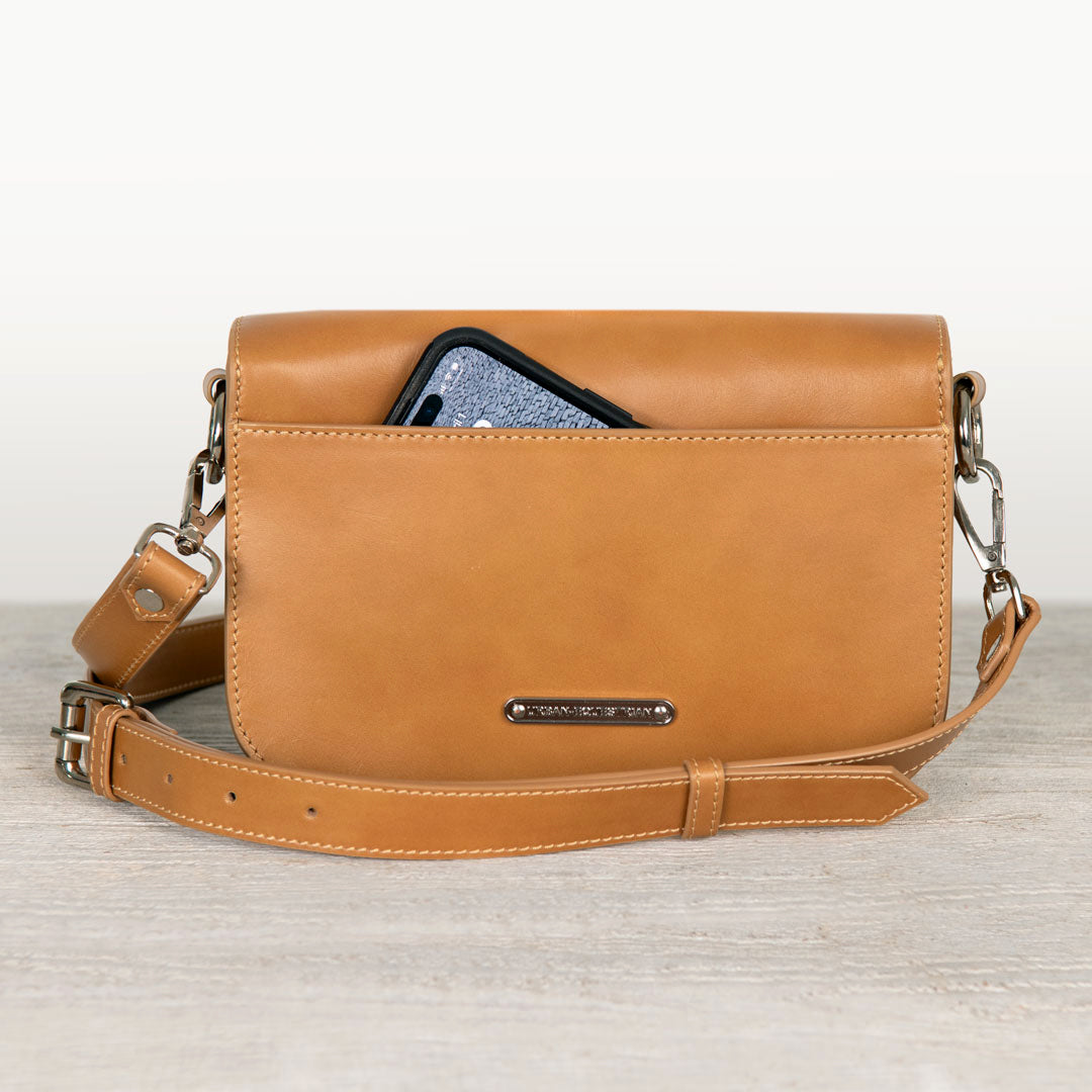 Urban Equestrian Lana - Horse Bit Crossbody Luxury Leather Bag in Caramel