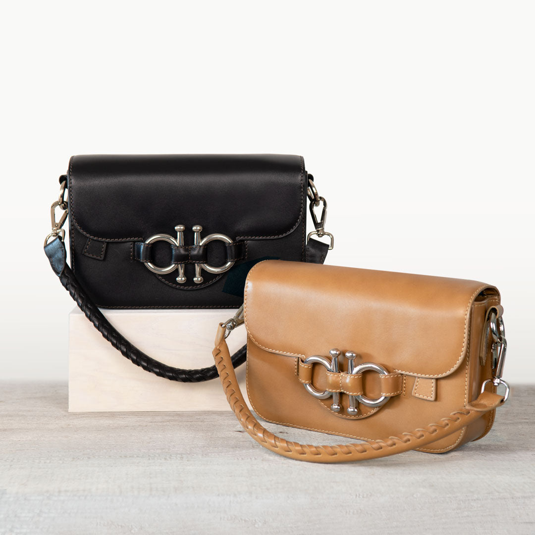 Urban Equestrian Lana - Horse Bit Crossbody Luxury Leather Bag in Black
