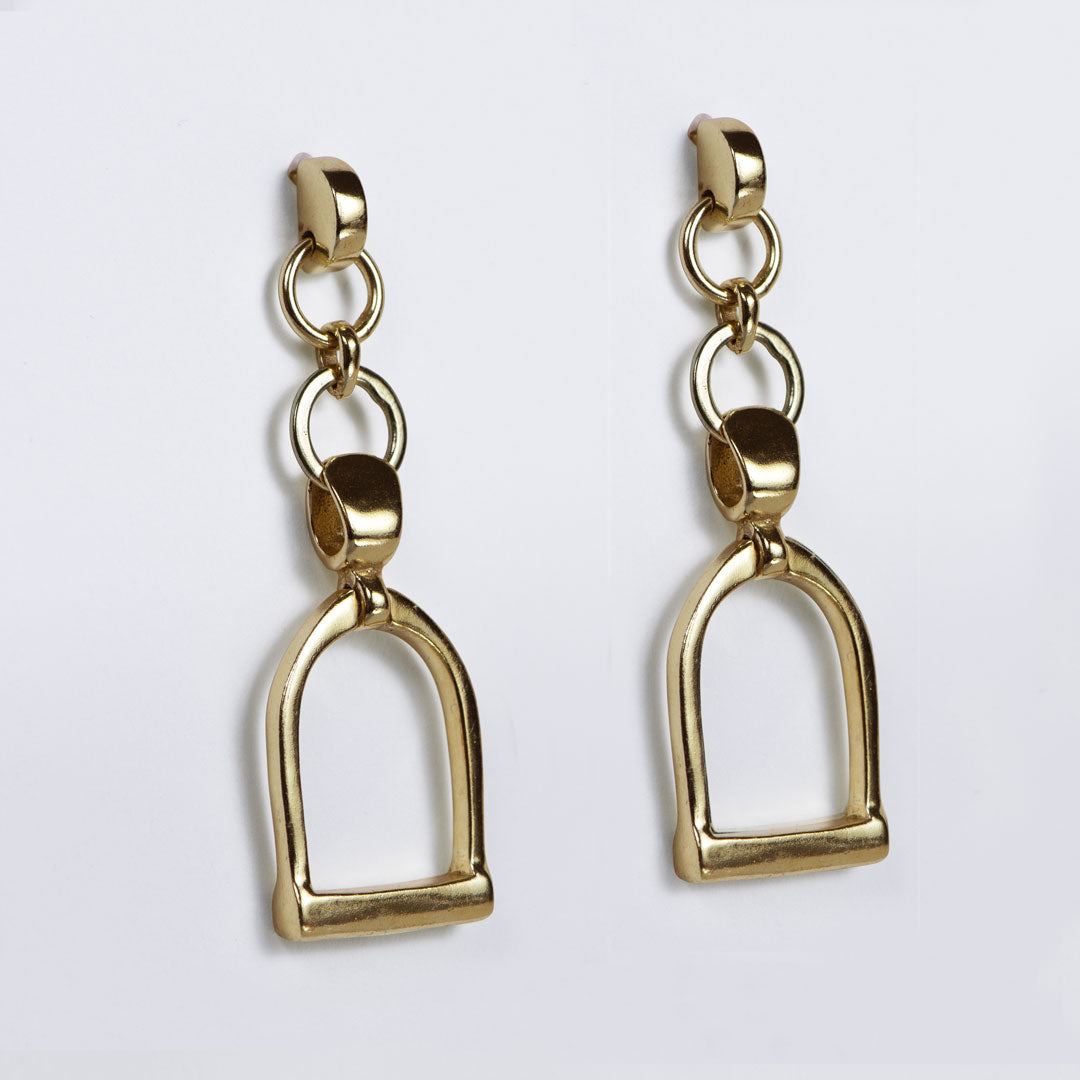 Urban Equestrian - Cortina - Cuban Chain Horse Stirrup Necklace in Gold