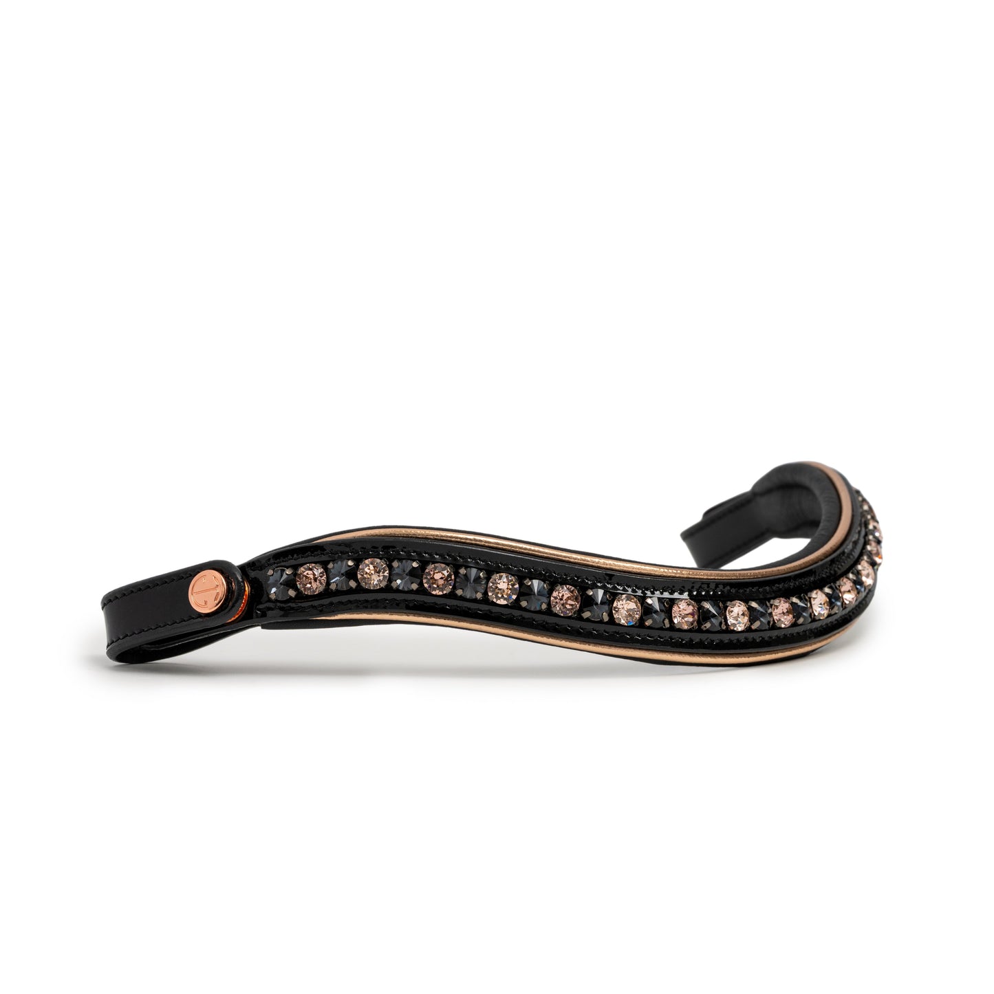 LIMITED EDITION: Aurelia Black Patent & Rose Gold Double Bridle