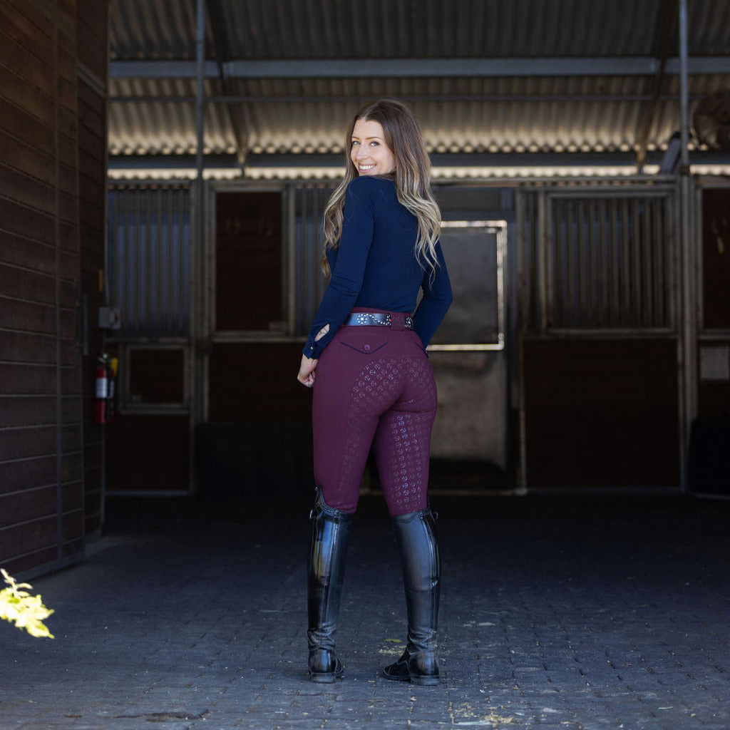 Halter Ego - Evolution Full Seat Breeches - Merlot - MID WAIST