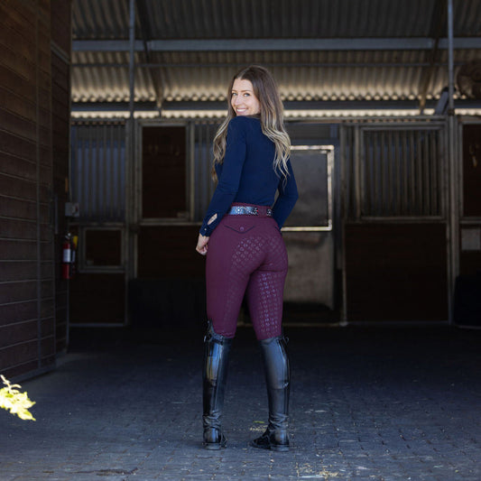 Halter Ego - Evolution Full Seat Breeches - Merlot - MID WAIST
