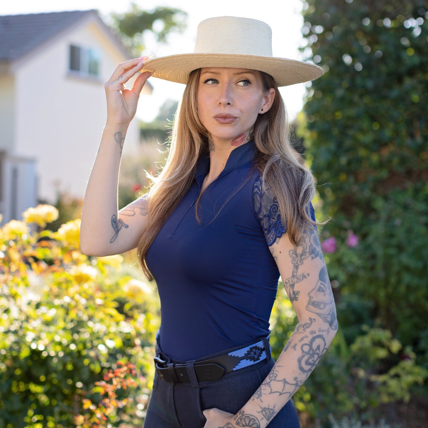 Halter Ego - Azul Nocturno - Midnight  & Sky Blue Black Leather Polo Belt
