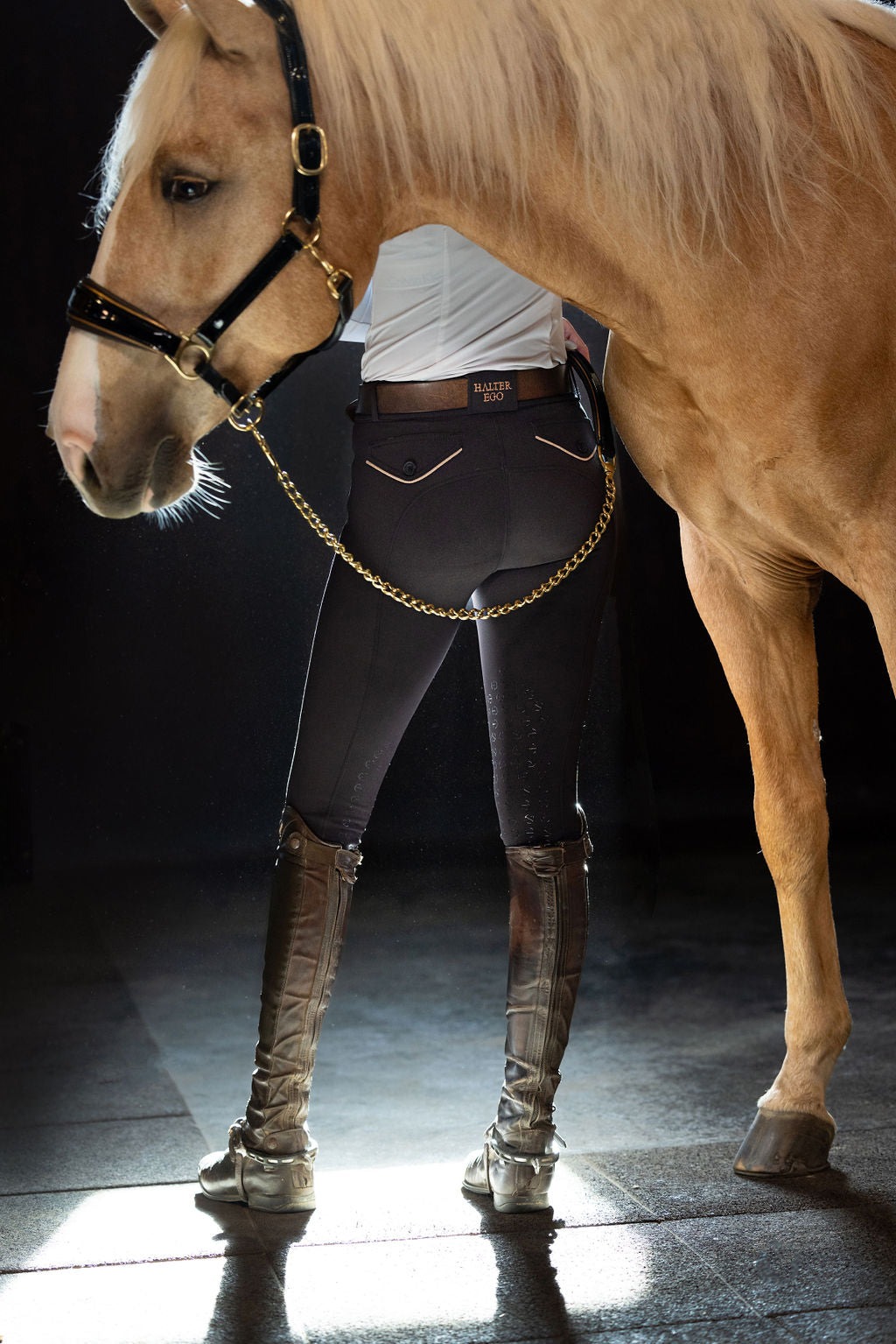 Halter Ego - Evolution Knee Patch Breeches - Black + Rose Gold