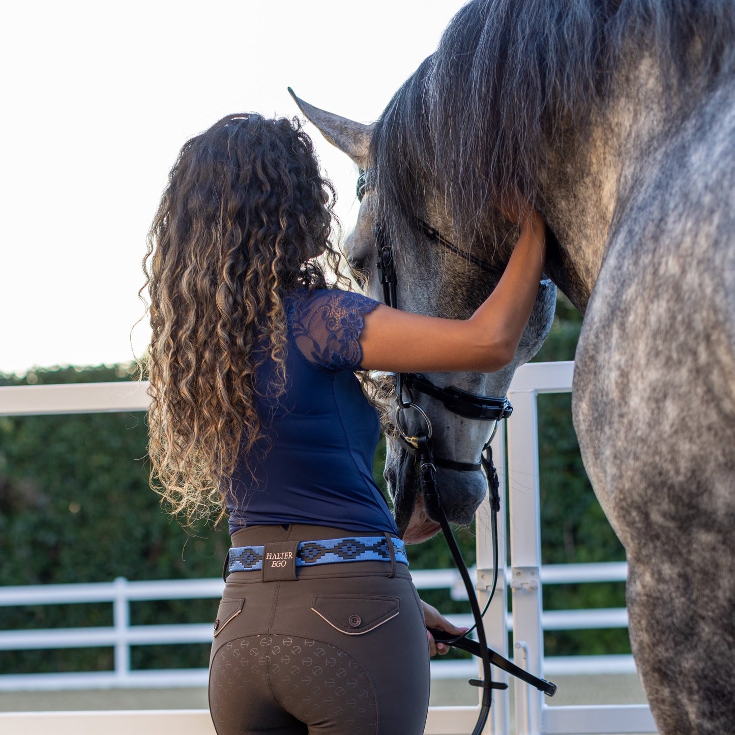 Halter Ego - Azul Nocturno - Midnight  & Sky Blue Black Leather Polo Belt