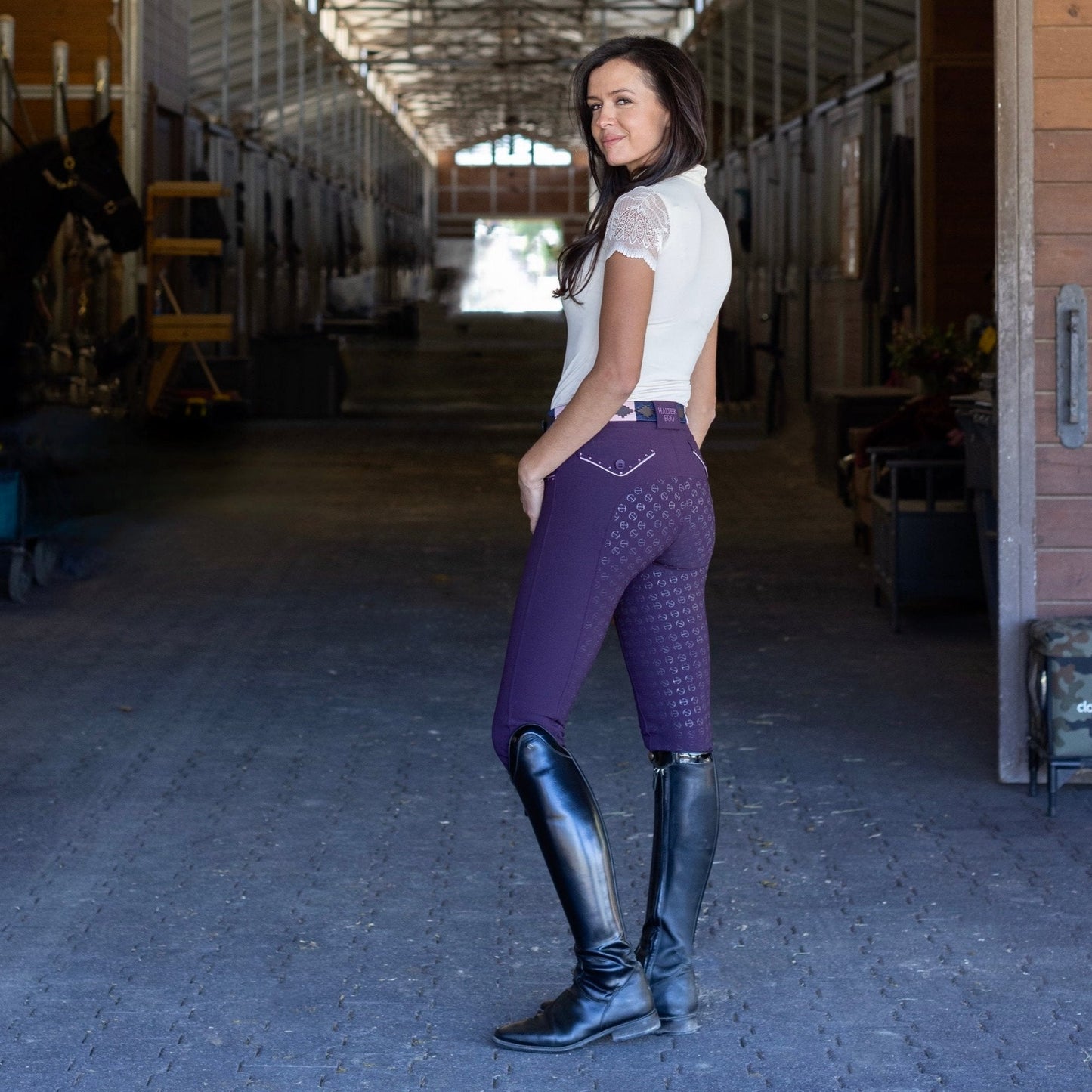 Halter Ego - Evolution Full Seat Breeches - Dark Plum - MID WAIST