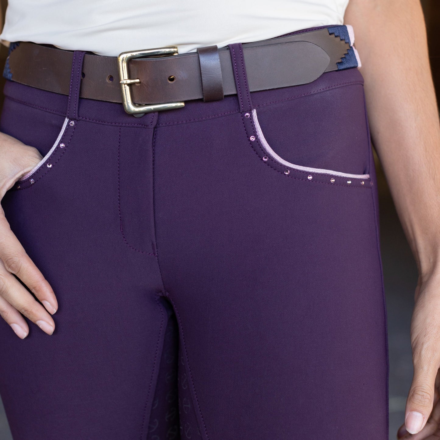 Halter Ego - Evolution Full Seat Breeches - Dark Plum - HIGH WAIST