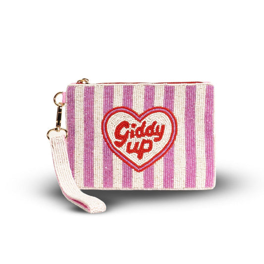 Tucker Tweed - Giddy Up Heart Medium Beaded Pouch