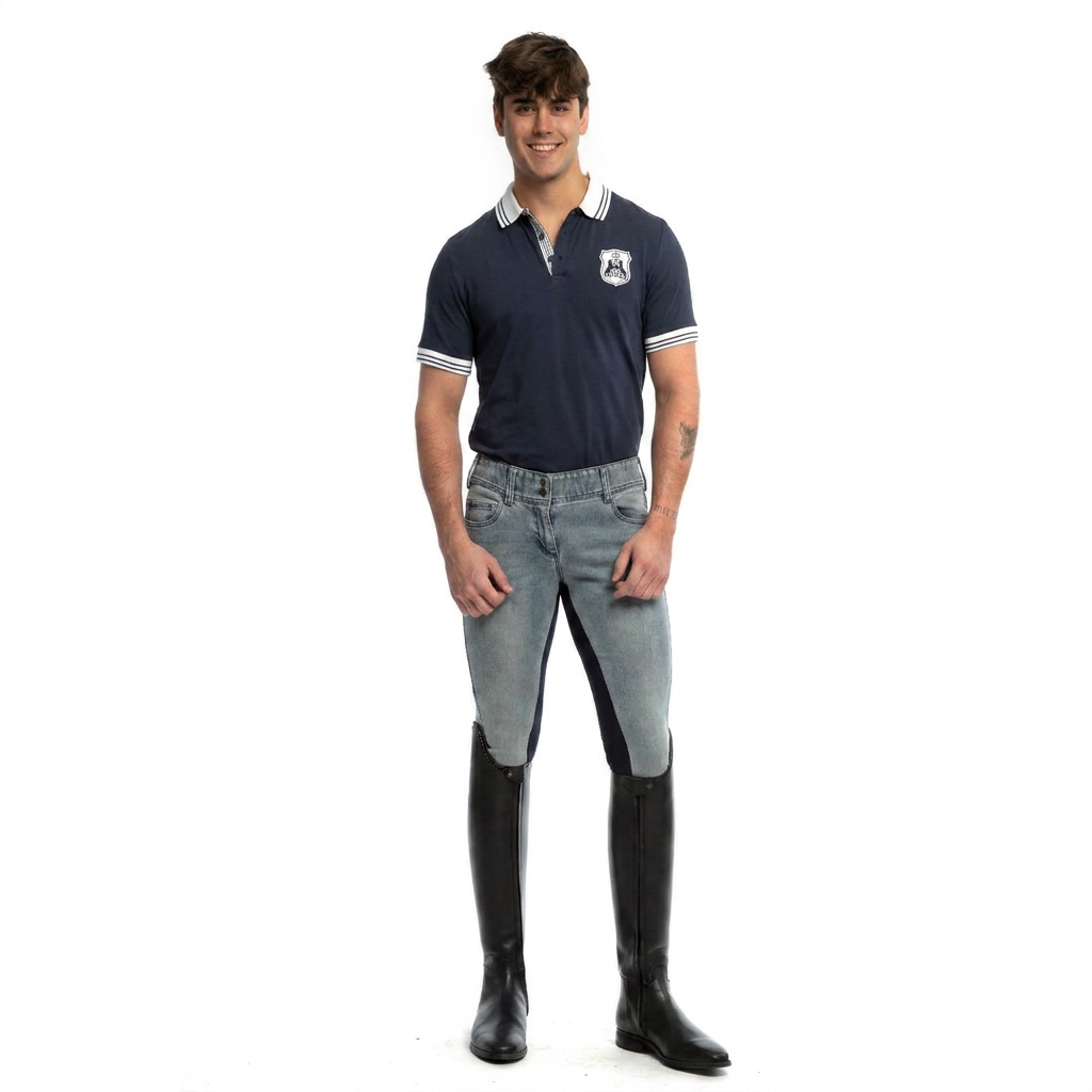Goode Rider - MEN'S NEW Equestrian Jean - Full Seat with Cell Phone Pocket | 4-way stretch - Faded Blue