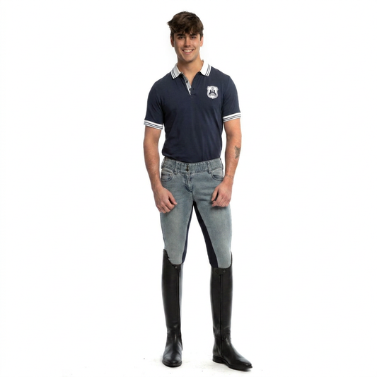 Goode Rider - MEN'S NEW Equestrian Jean - Full Seat with Cell Phone Pocket | 4-way stretch - Faded Blue
