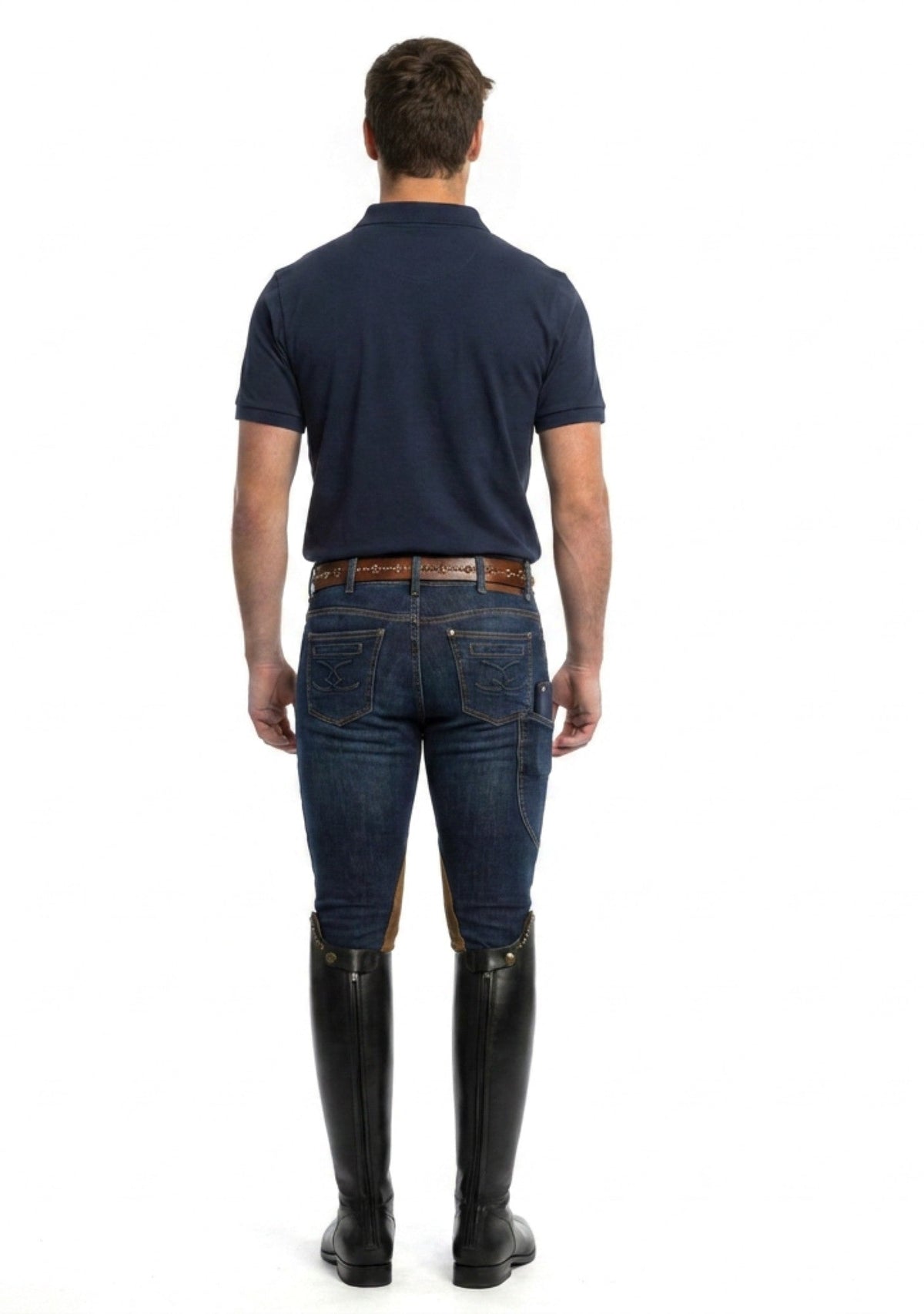 Goode Rider - MEN'S NEW Equestrian Jean - Knee Patch with Cell Phone Pocket - Vintage Wash