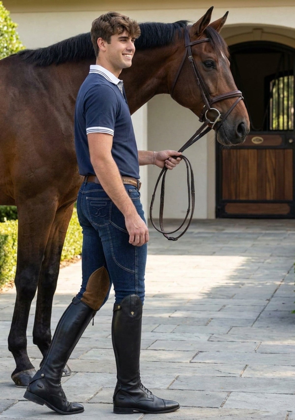 Goode Rider - MEN'S NEW Equestrian Jean - Knee Patch with Cell Phone Pocket - Vintage Wash