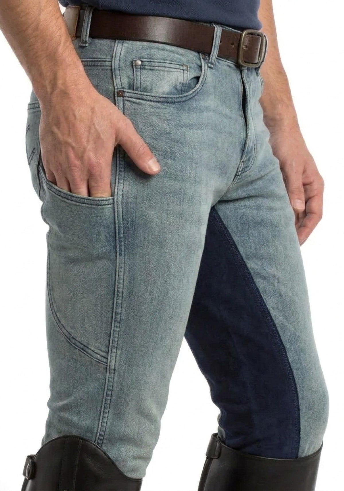 Goode Rider - MEN'S NEW Equestrian Jean - Full Seat with Cell Phone Pocket | 4-way stretch - Faded Blue
