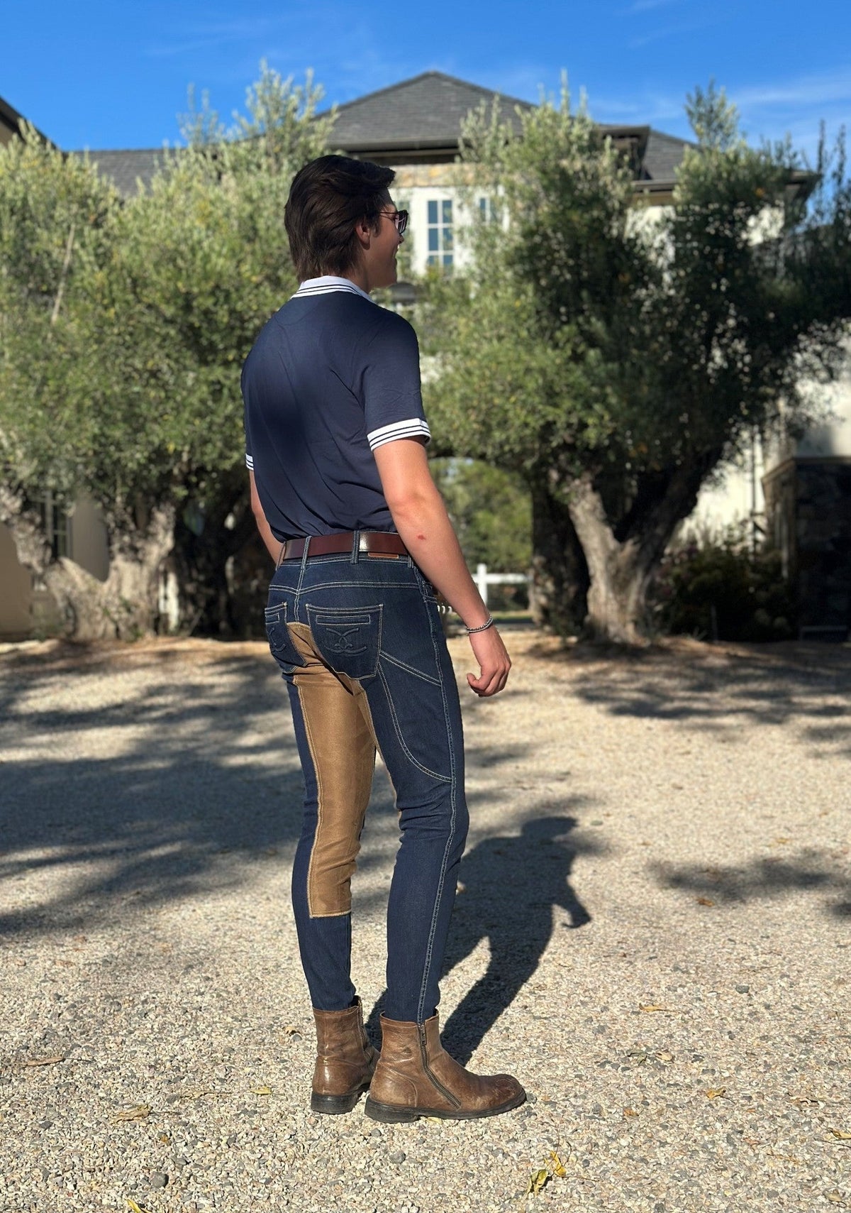 Goode Rider - MEN'S NEW Equestrian Jean - Full Seat with Cell Phone Pocket | 4-way stretch - Vintage Wash