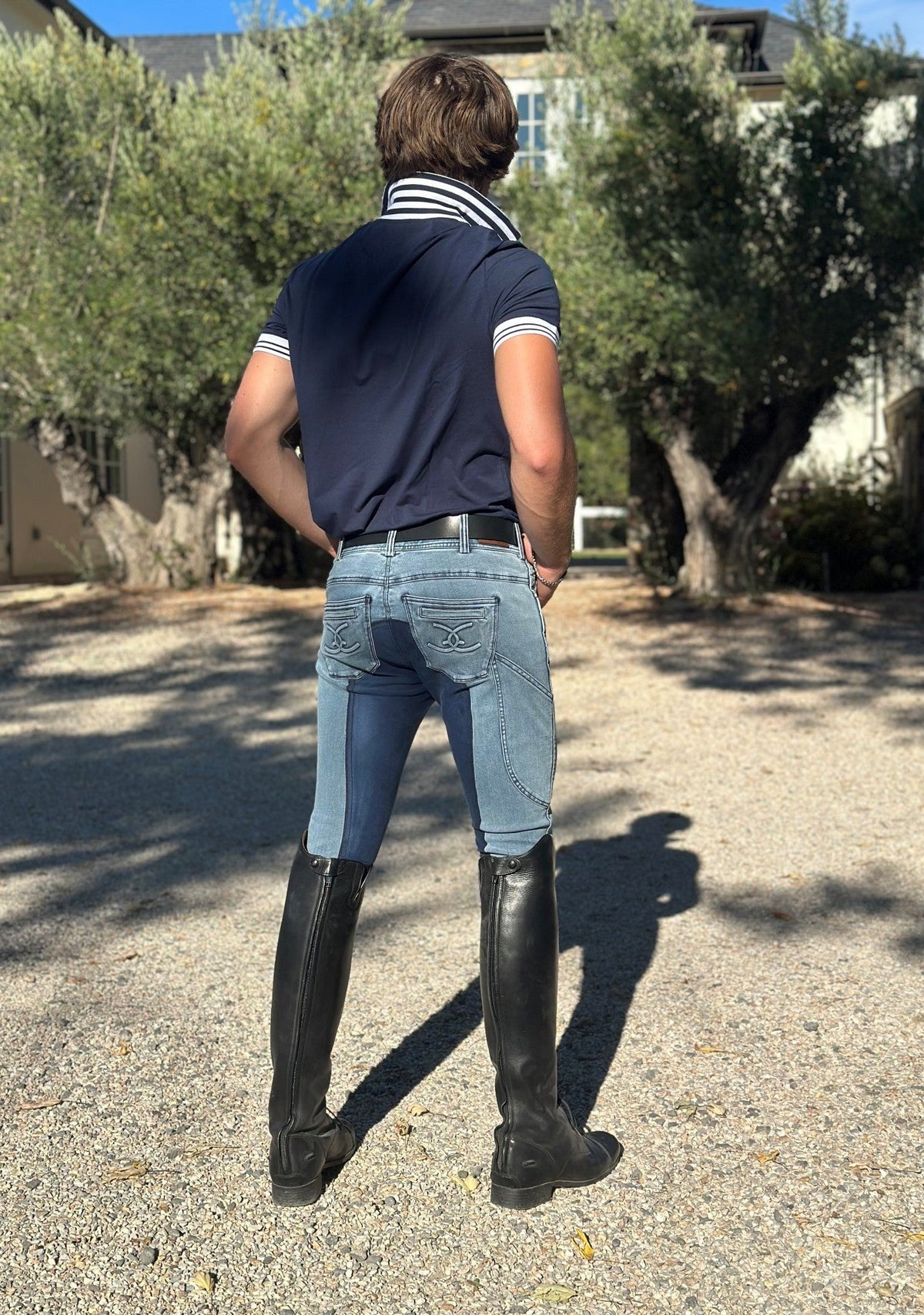 Goode Rider - MEN'S NEW Equestrian Jean - Full Seat with Cell Phone Pocket | 4-way stretch - Faded Blue