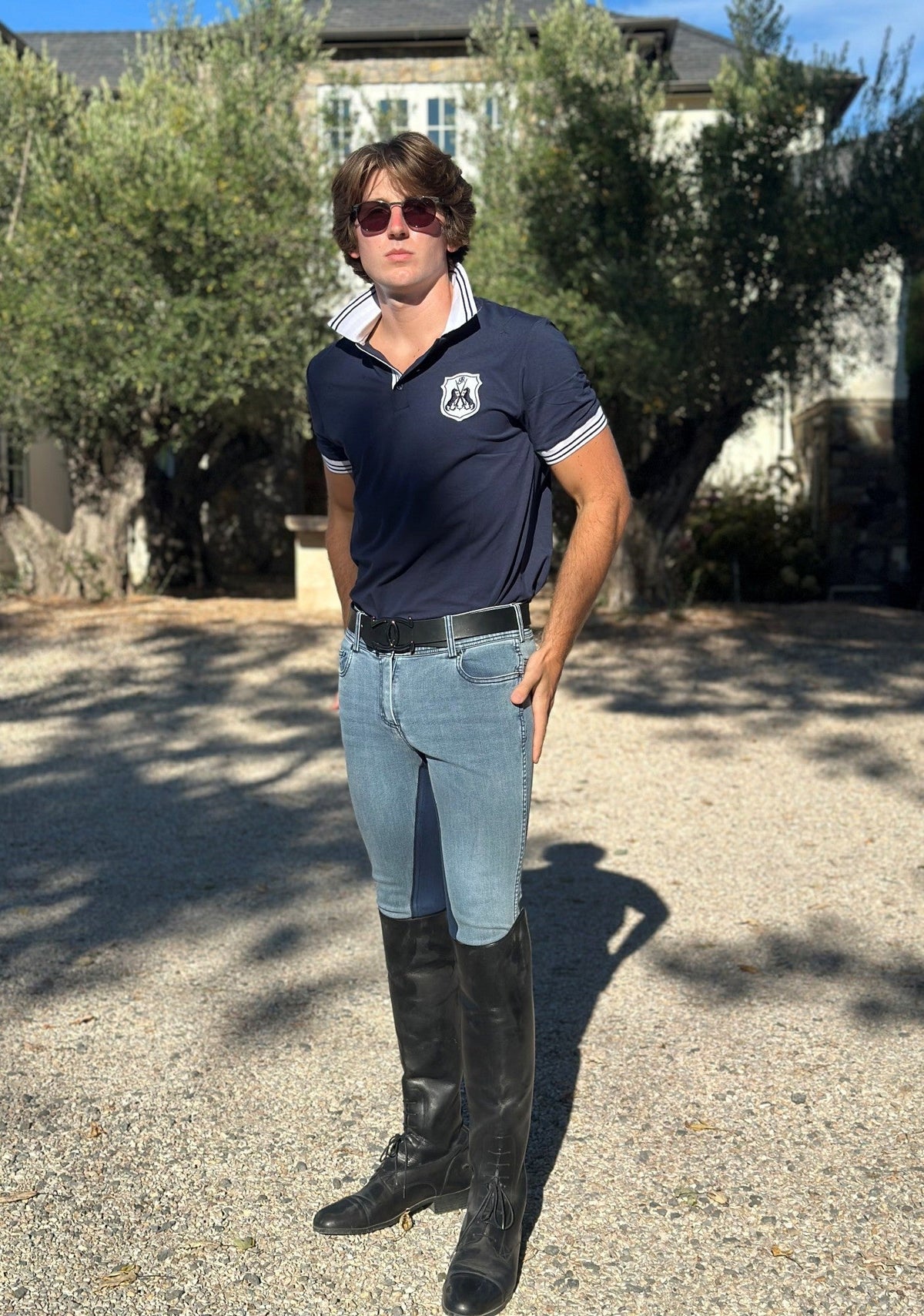 Goode Rider - MEN'S NEW Equestrian Jean - Full Seat with Cell Phone Pocket | 4-way stretch - Faded Blue