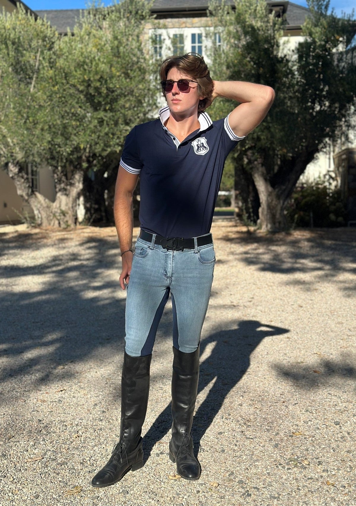 Goode Rider - MEN'S NEW Equestrian Jean - Full Seat with Cell Phone Pocket | 4-way stretch - Faded Blue
