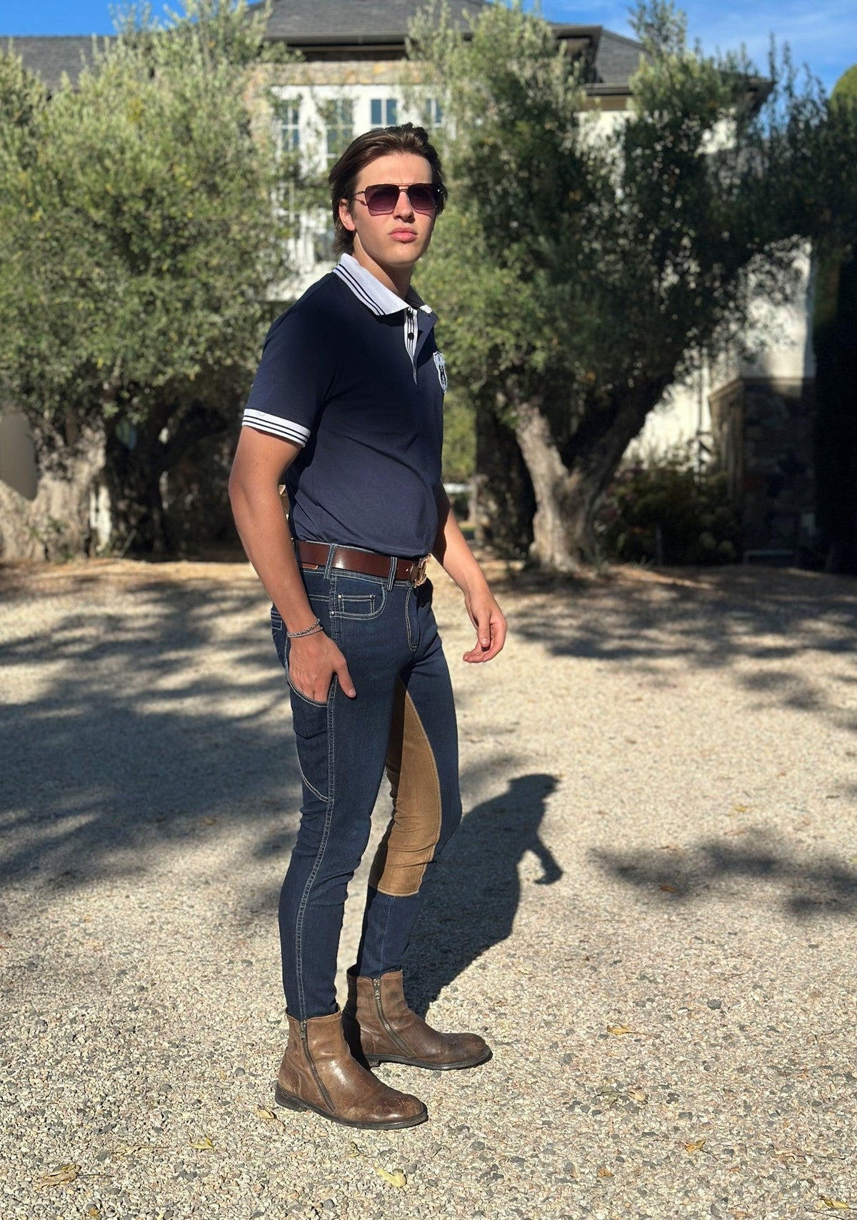 Goode Rider - MEN'S NEW Equestrian Jean - Full Seat with Cell Phone Pocket | 4-way stretch - Vintage Wash
