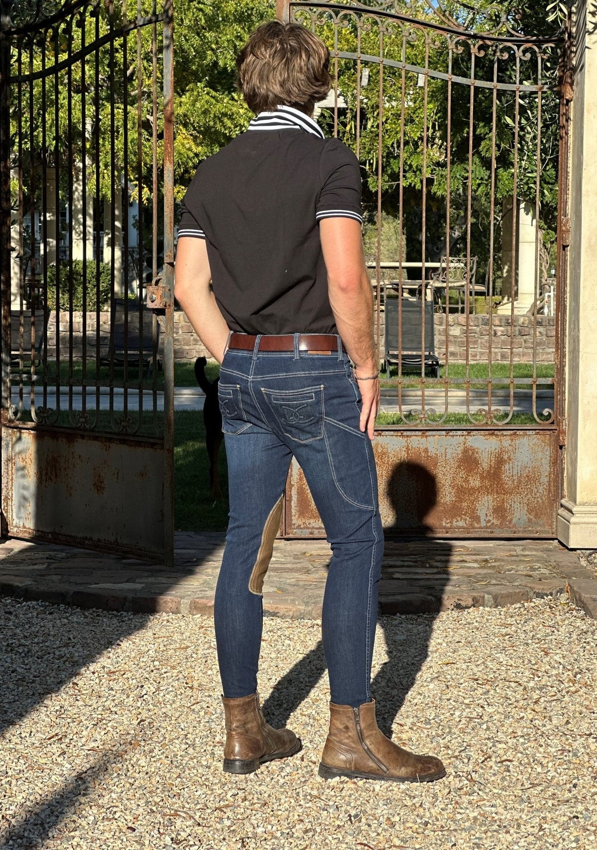 Goode Rider - MEN'S NEW Equestrian Jean - Knee Patch with Cell Phone Pocket - Vintage Wash