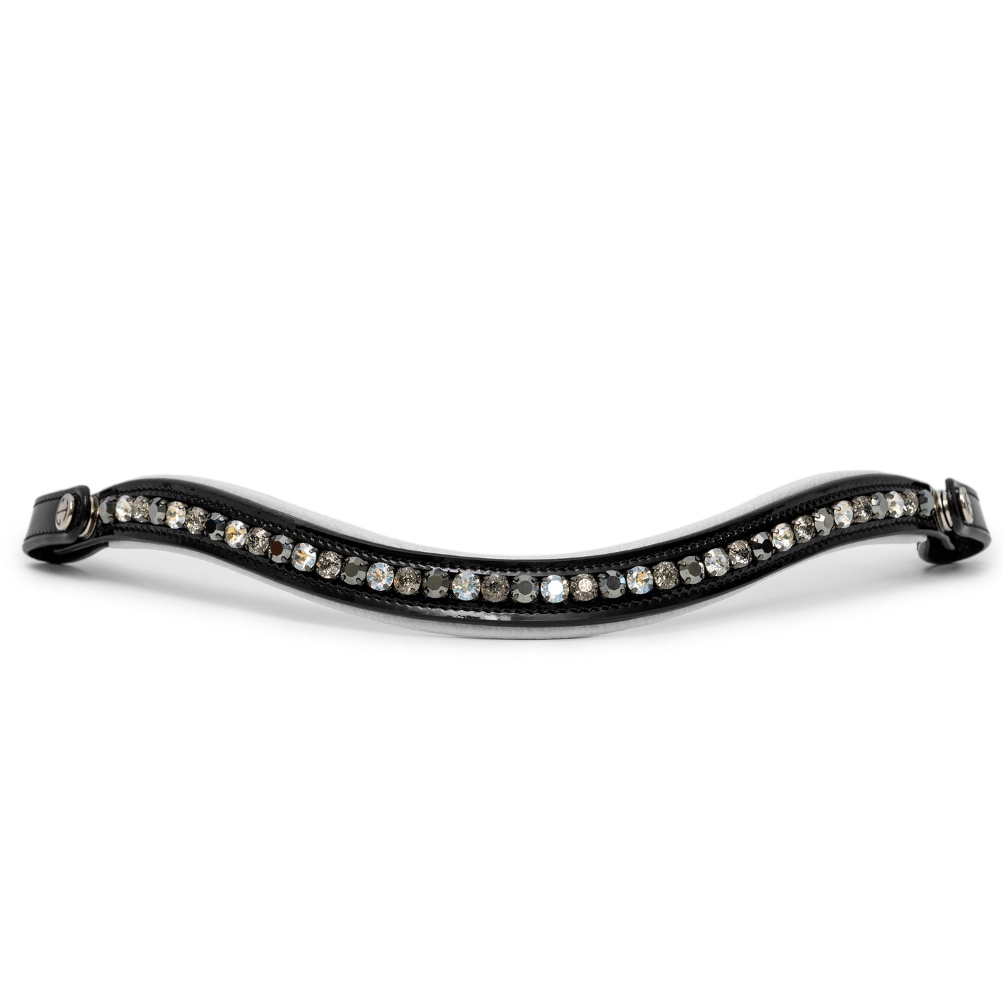 Halter Ego - Mont Blanc Black Patent Leather Snaffle Bridle With White Padding & Removable Flash