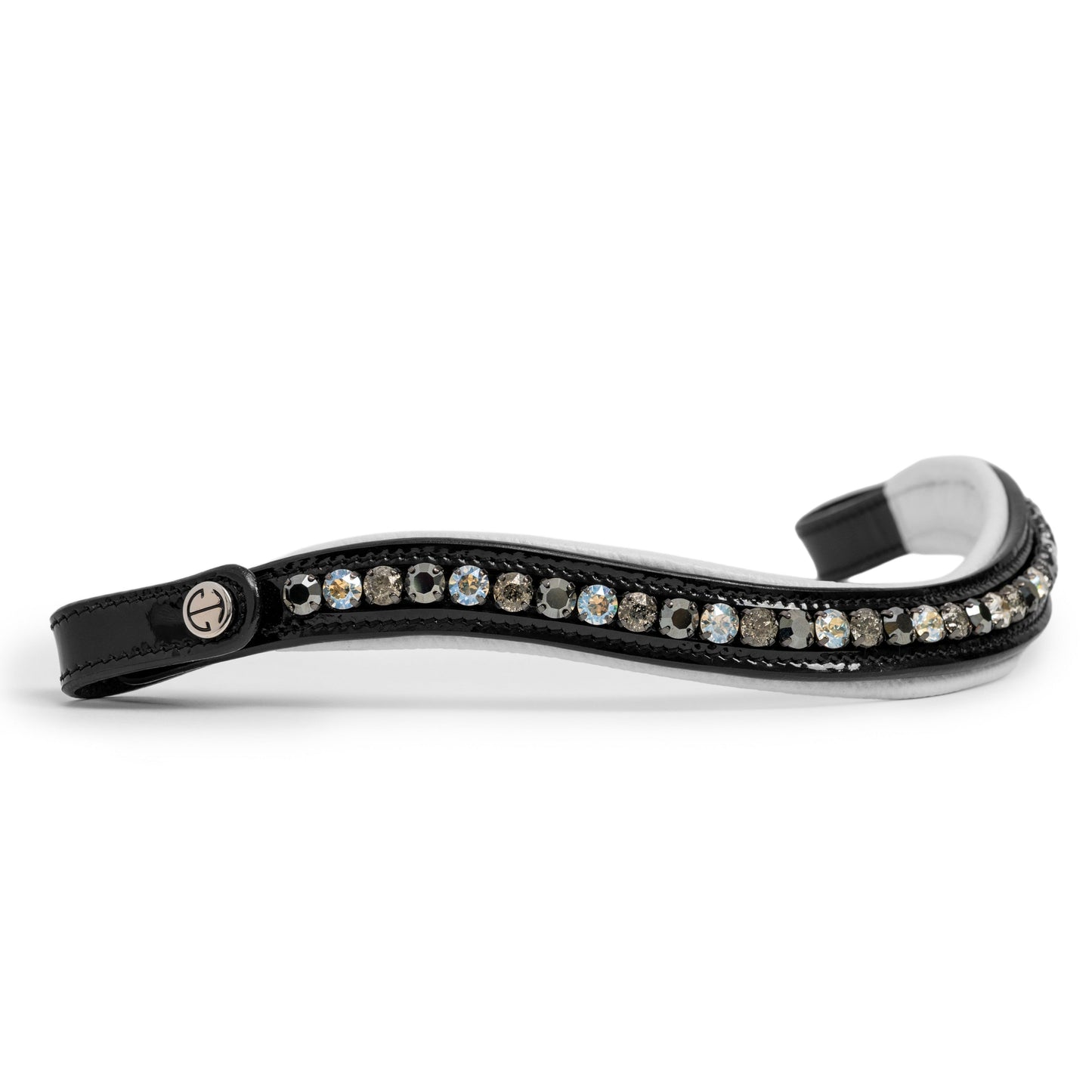 Halter Ego - Mont Blanc Black Patent Leather Snaffle Bridle With White Padding & Removable Flash