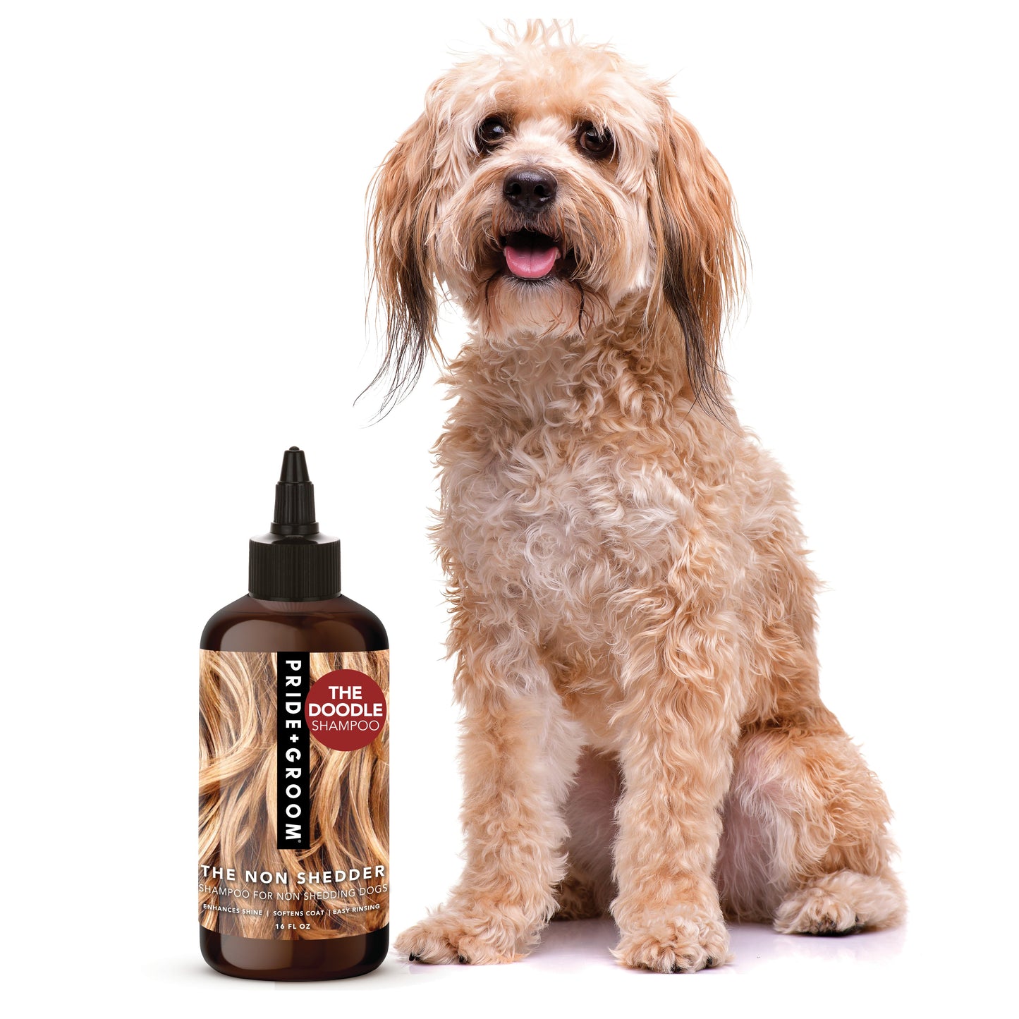 PRIDE+GROOM THE NON SHEDDER Dog Shampoo — Hydrating, Detangling, Hypoallergenic Formula for Doodles and all Non-Shedding Breeds