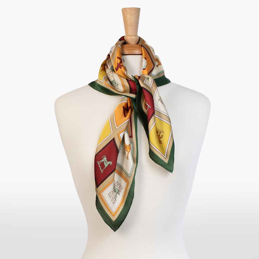 Urban Equestrian Pony Club - Stylized Equestrian Scarf in Hunter Green, Wine & Amber