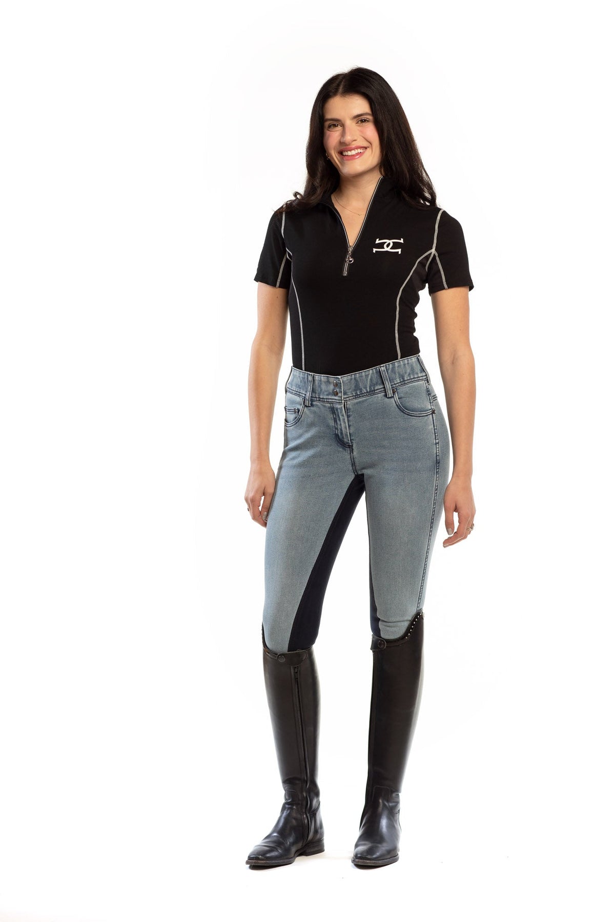 Goode Rider - NEW Equestrian Jean - Full Seat with Cell Phone Pocket | 4-way stretch - Faded Blue
