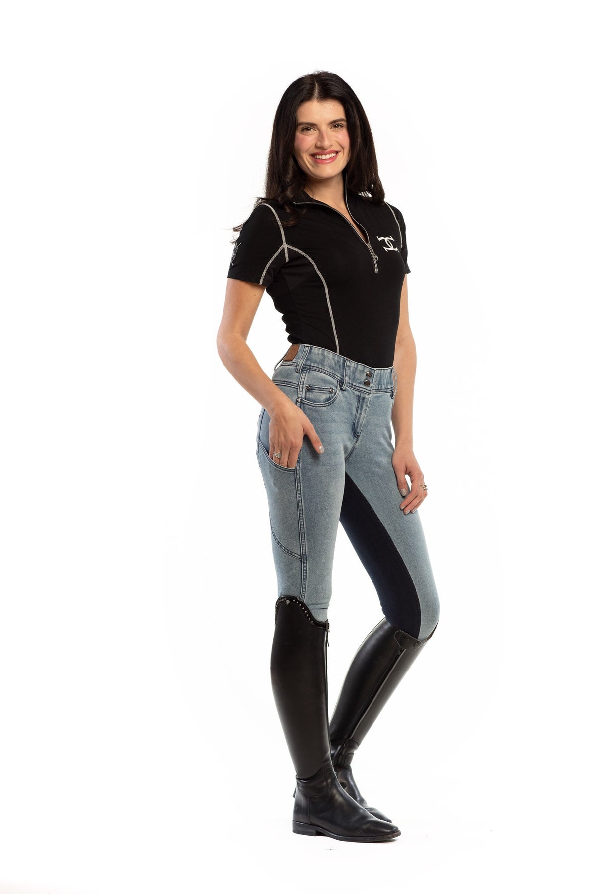 Goode Rider - NEW Equestrian Jean - Full Seat with Cell Phone Pocket | 4-way stretch - Faded Blue