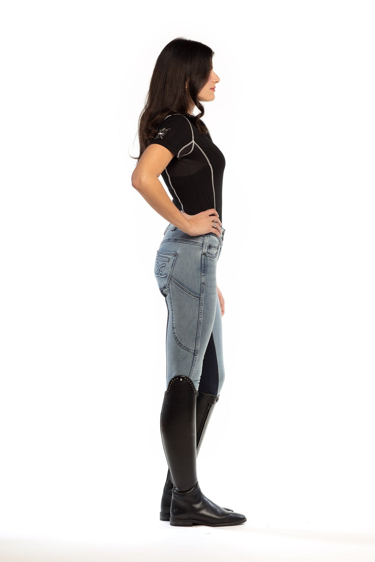 Goode Rider - NEW Equestrian Jean - Full Seat with Cell Phone Pocket | 4-way stretch - Faded Blue